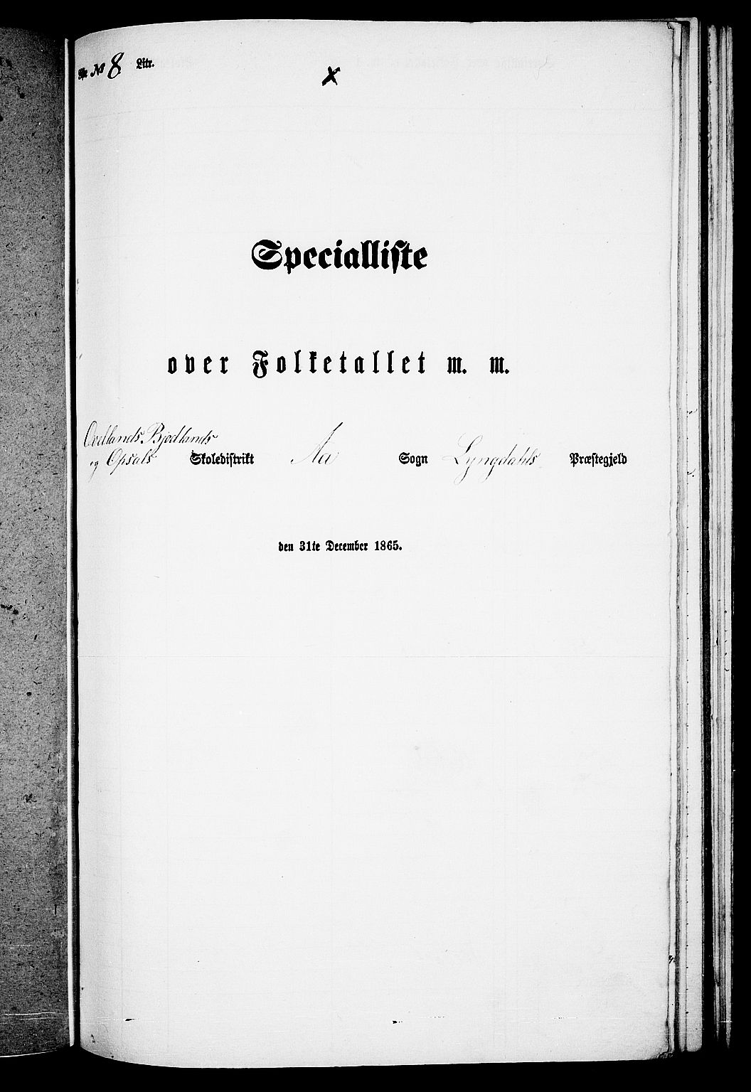RA, Folketelling 1865 for 1032P Lyngdal prestegjeld, 1865, s. 164