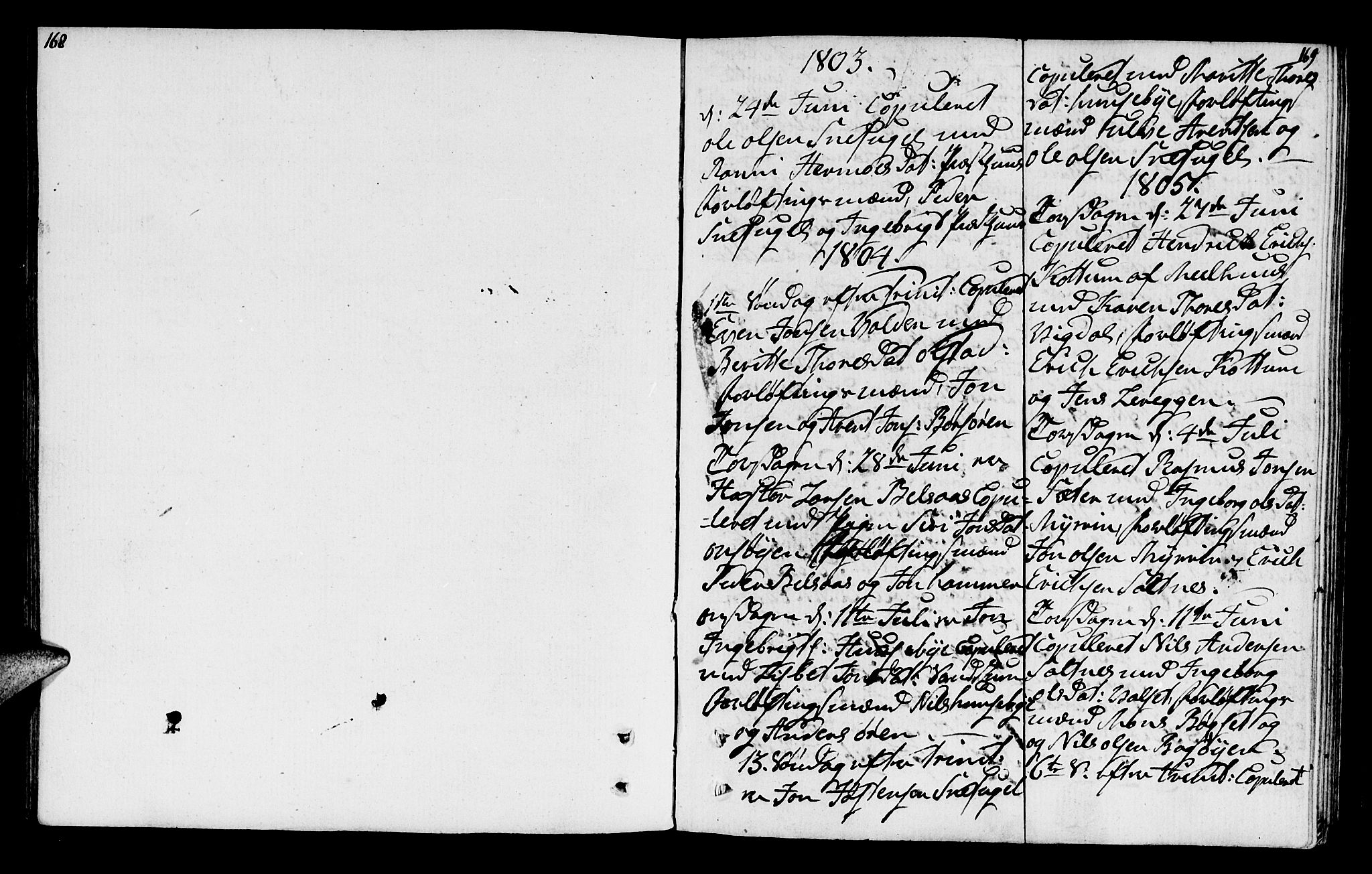Ministerialprotokoller, klokkerbøker og fødselsregistre - Sør-Trøndelag, AV/SAT-A-1456/666/L0785: Ministerialbok nr. 666A03, 1803-1816, s. 168-169