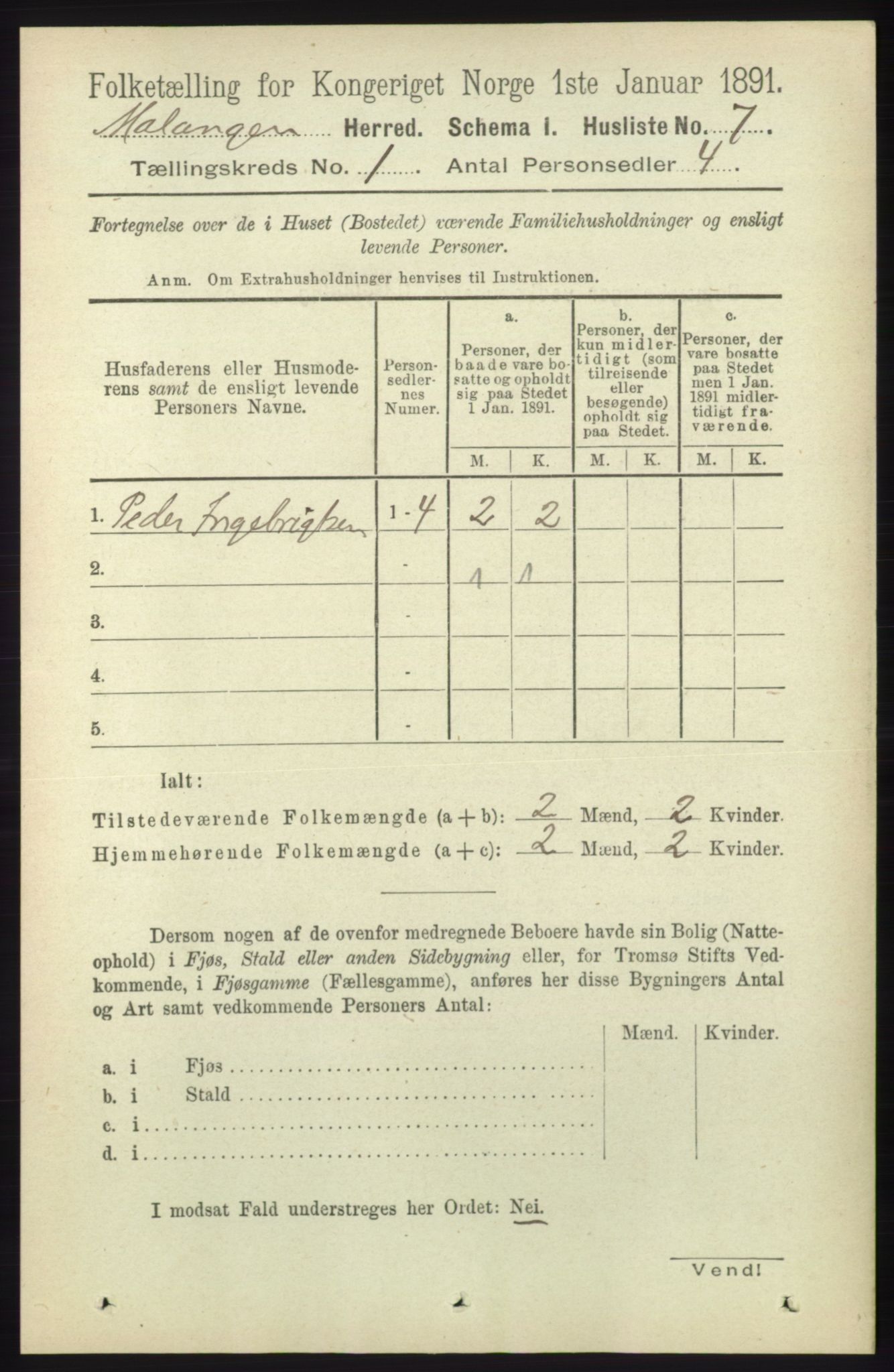 RA, Folketelling 1891 for 1932 Malangen herred, 1891, s. 22