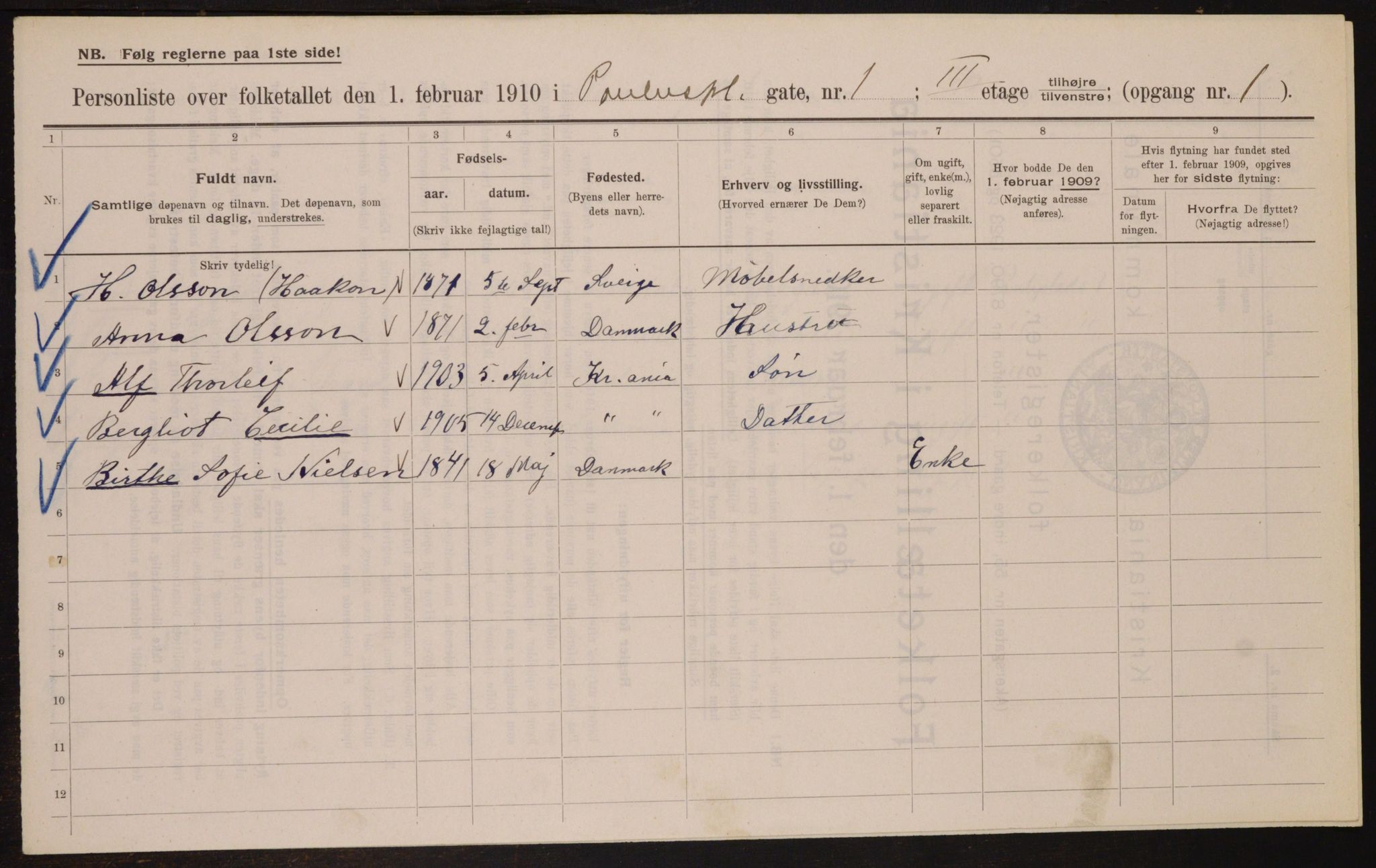 OBA, Kommunal folketelling 1.2.1910 for Kristiania, 1910, s. 75499