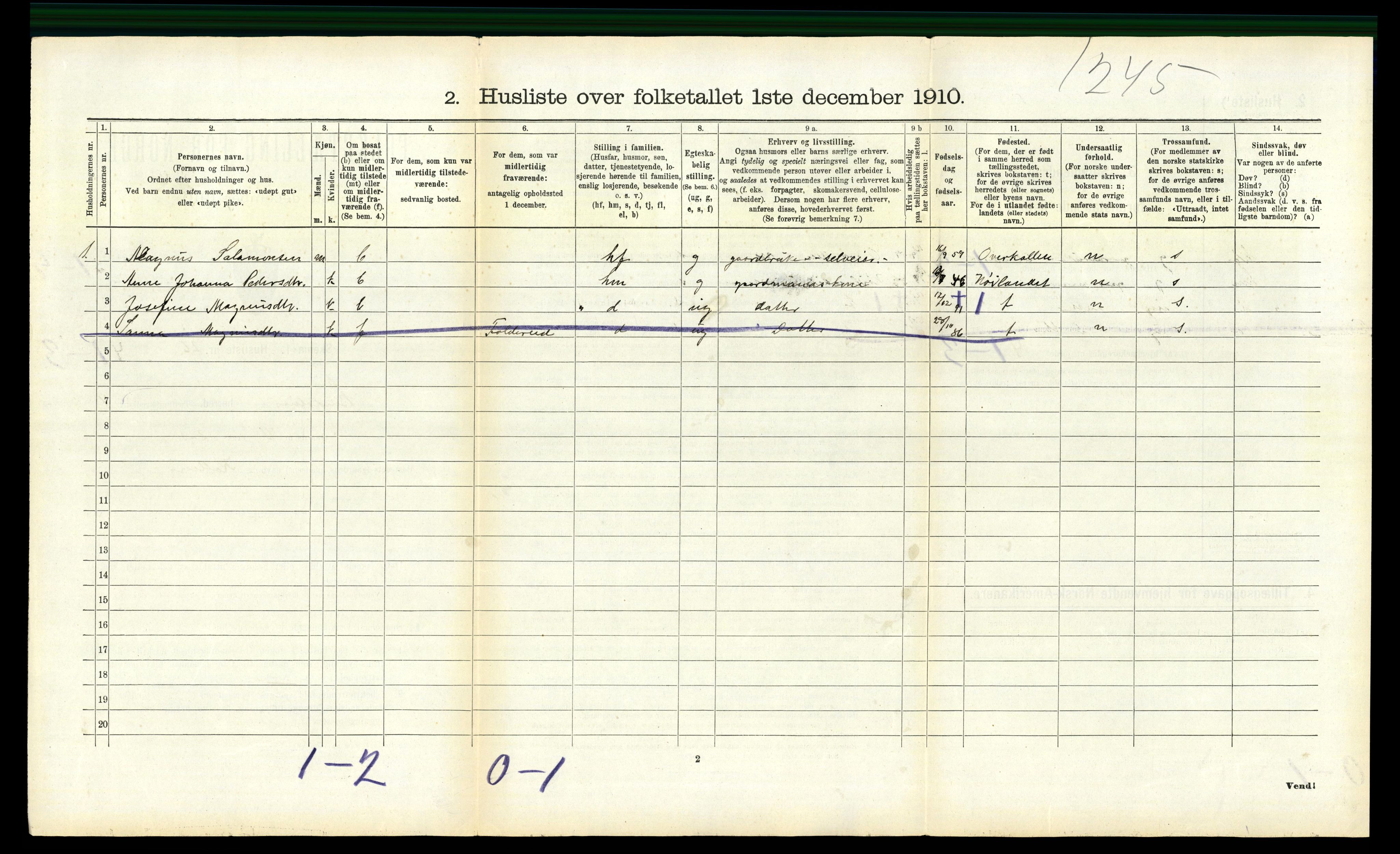 RA, Folketelling 1910 for 1811 Bindal herred, 1910, s. 411