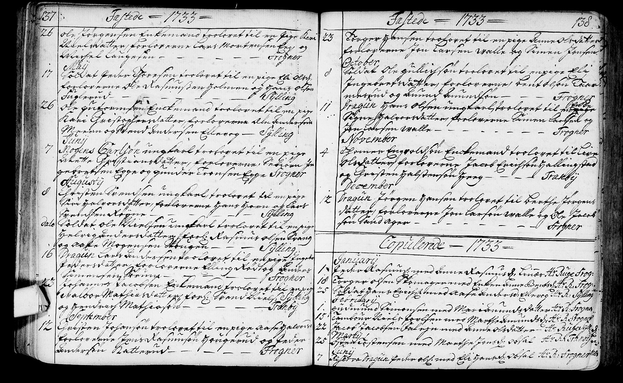 Lier kirkebøker, SAKO/A-230/F/Fa/L0003: Ministerialbok nr. I 3, 1727-1748, s. 137-138