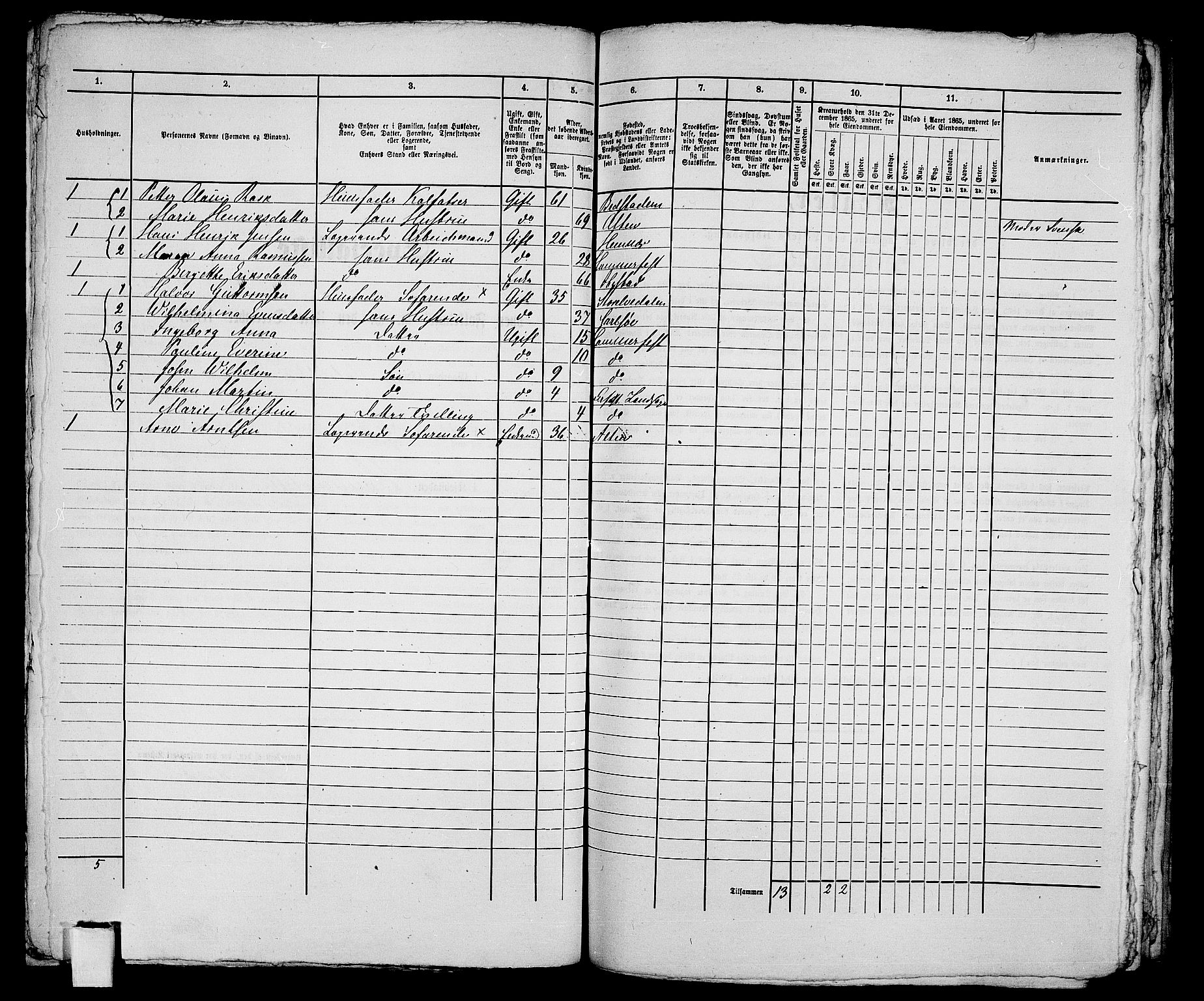 RA, Folketelling 1865 for 2001B Hammerfest prestegjeld, Hammerfest kjøpstad, 1865, s. 212