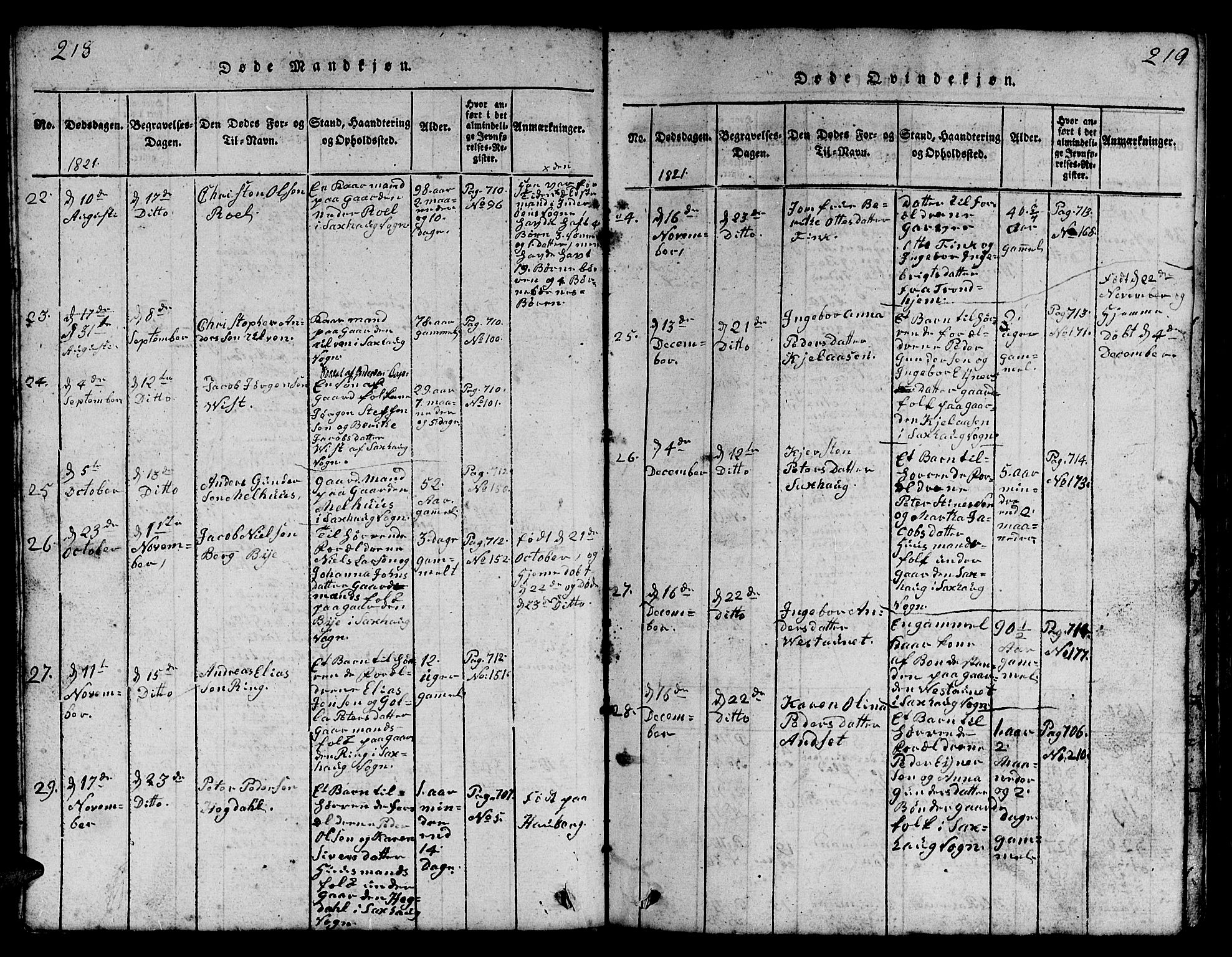 Ministerialprotokoller, klokkerbøker og fødselsregistre - Nord-Trøndelag, SAT/A-1458/730/L0298: Klokkerbok nr. 730C01, 1816-1849, s. 218-219