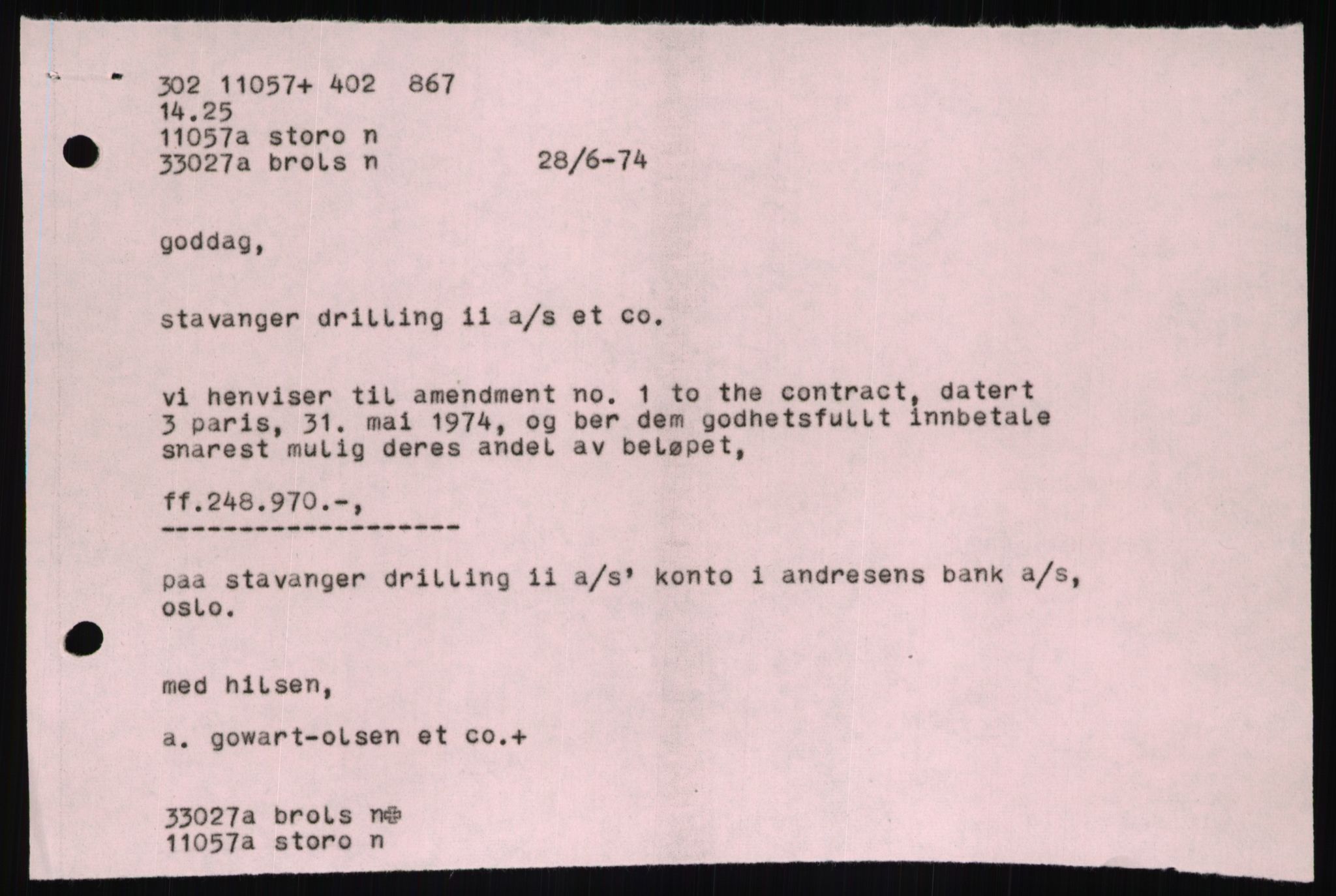 Pa 1503 - Stavanger Drilling AS, AV/SAST-A-101906/D/L0007: Korrespondanse og saksdokumenter, 1974-1981, s. 1003