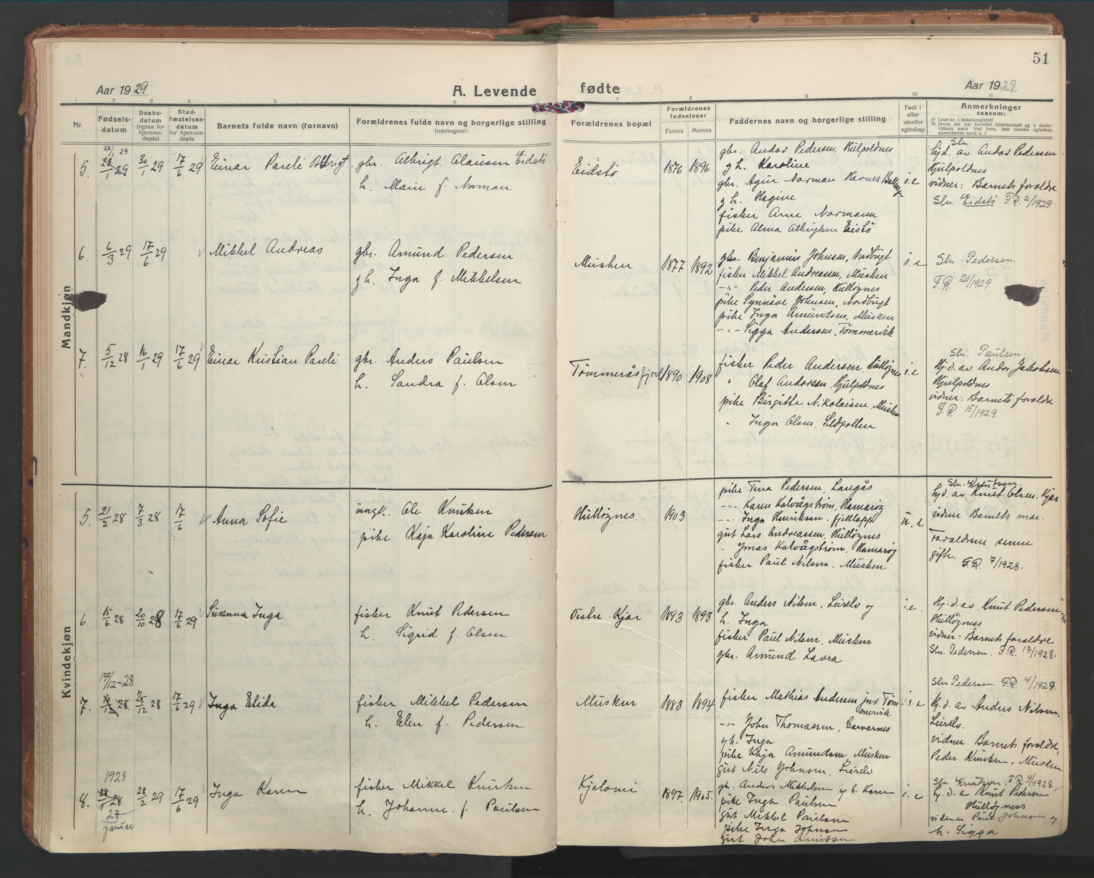 Ministerialprotokoller, klokkerbøker og fødselsregistre - Nordland, AV/SAT-A-1459/861/L0873: Ministerialbok nr. 861A08, 1923-1932, s. 51