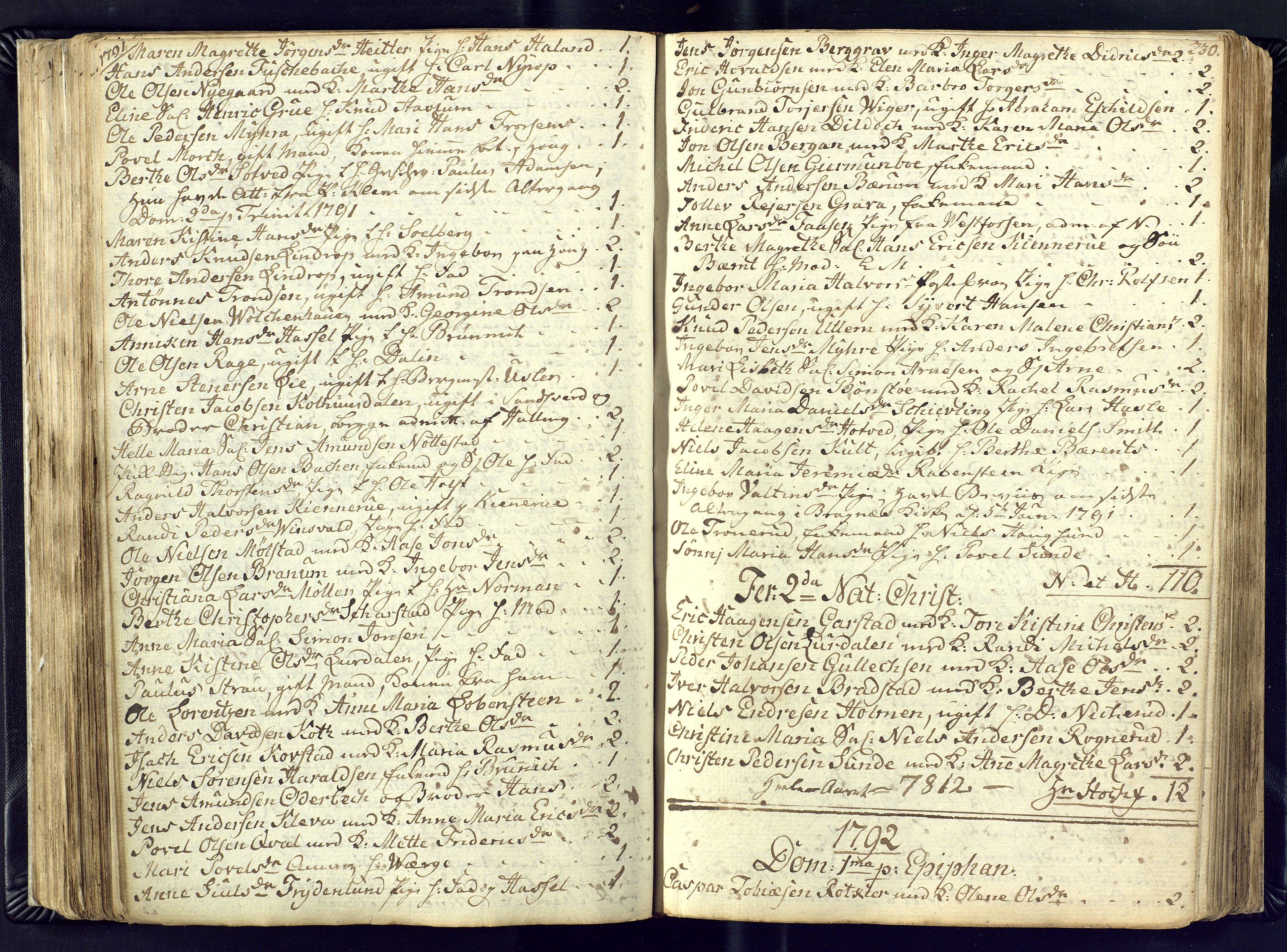 Kongsberg kirkebøker, SAKO/A-22/M/Ma/L0011: Kommunikantprotokoll nr. 11, 1788-1795, s. 230