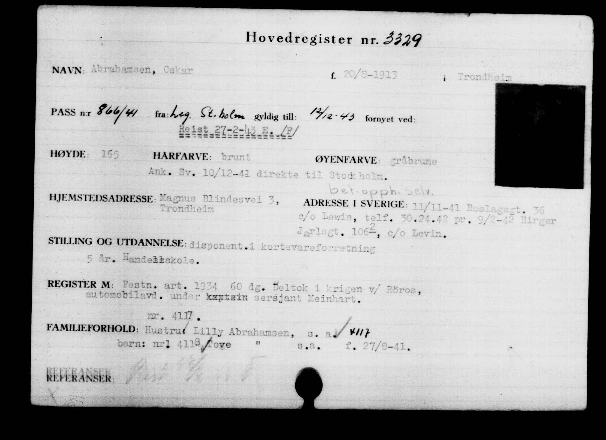 Utenriksstasjonene, Legasjonen i Stockholm, Flyktningkontoret, AV/RA-S-6753/V/Va/L0003: Kjesäterkartoteket, flyktninger med registreringsnr. 2001-3495, 1940-1945, s. 1817