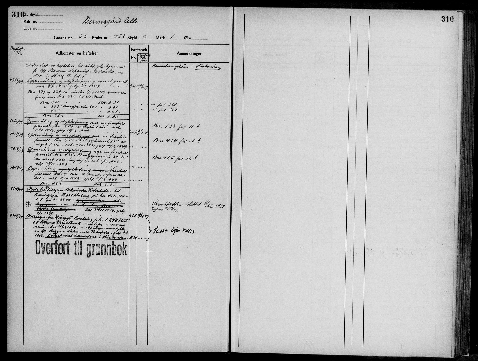 Midhordland sorenskriveri, AV/SAB-A-3001/1/G/Ga/Gab/L0117: Panteregister nr. II.A.b.117, s. 310