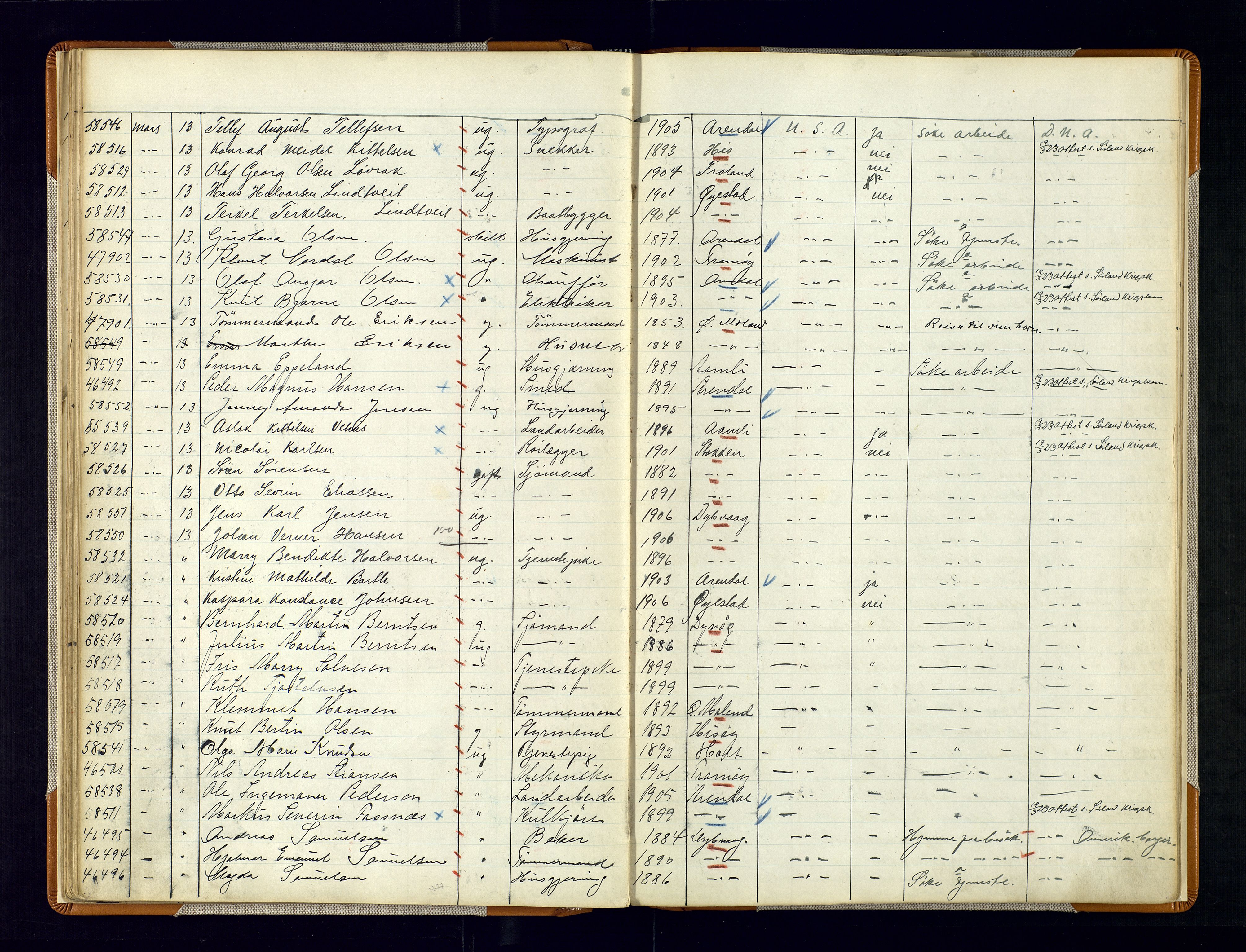 Arendal politikammer - 1, AV/SAK-1243-0001/K/Kb/L0110: Emigrantprotokoll, 1916-1930, s. 49