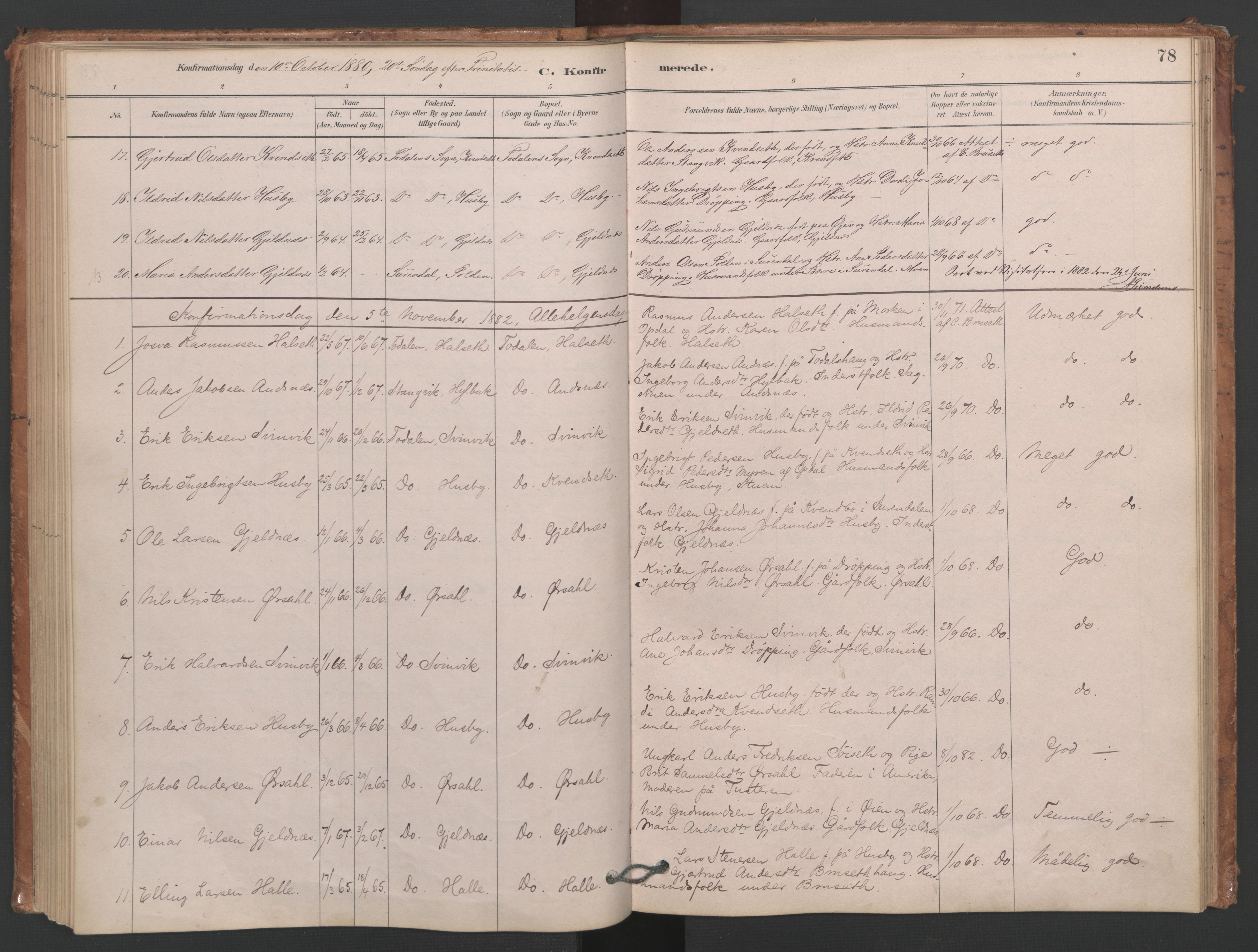 Ministerialprotokoller, klokkerbøker og fødselsregistre - Møre og Romsdal, AV/SAT-A-1454/593/L1034: Ministerialbok nr. 593A01, 1879-1911, s. 78