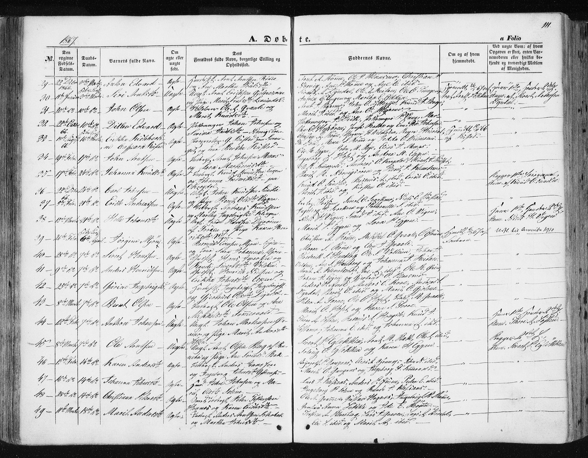 Ministerialprotokoller, klokkerbøker og fødselsregistre - Sør-Trøndelag, SAT/A-1456/668/L0806: Ministerialbok nr. 668A06, 1854-1869, s. 111