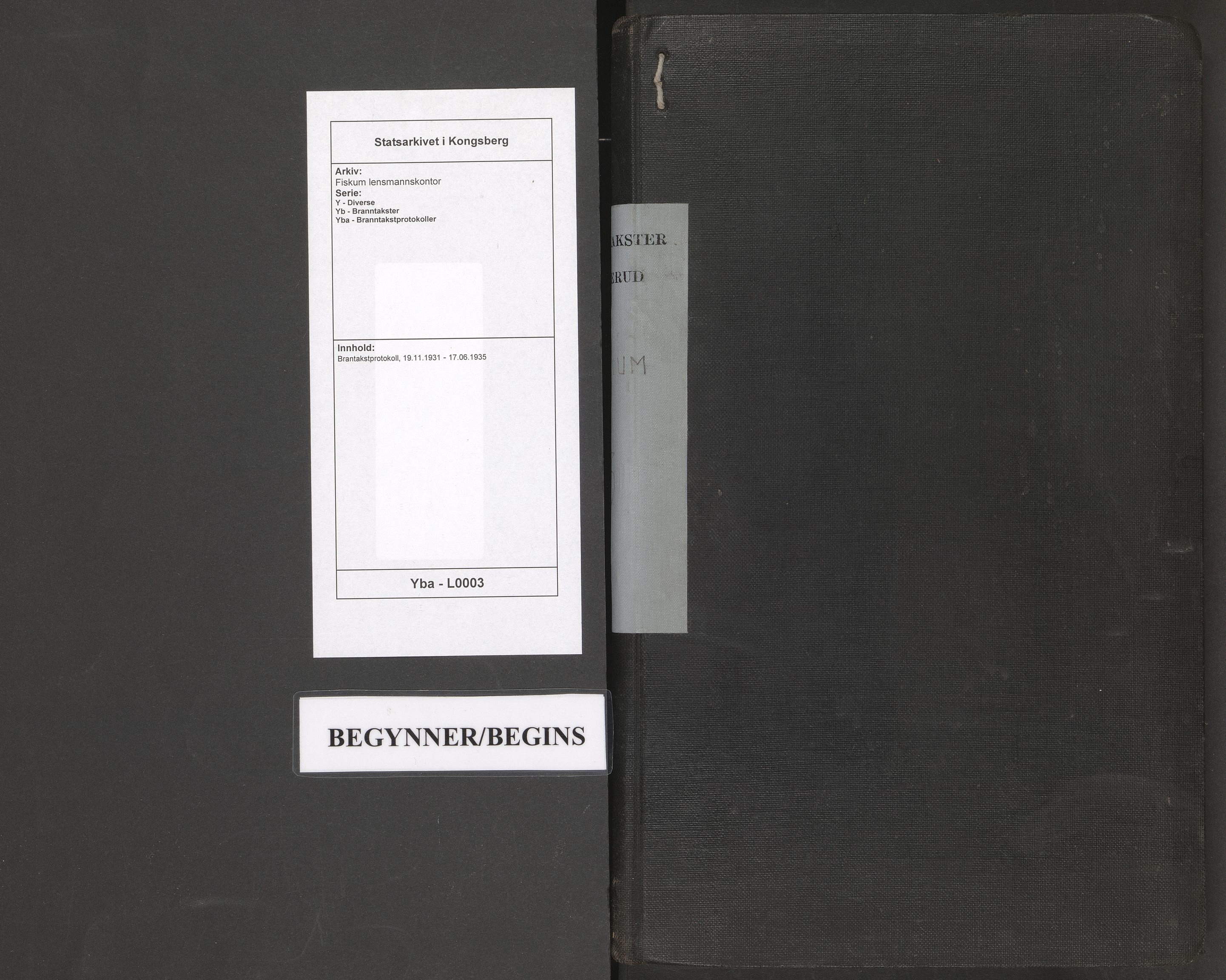 Fiskum lensmannskontor, AV/SAKO-A-531/Y/Yb/Yba/L0003: Brantakstprotokoll, 1931-1935