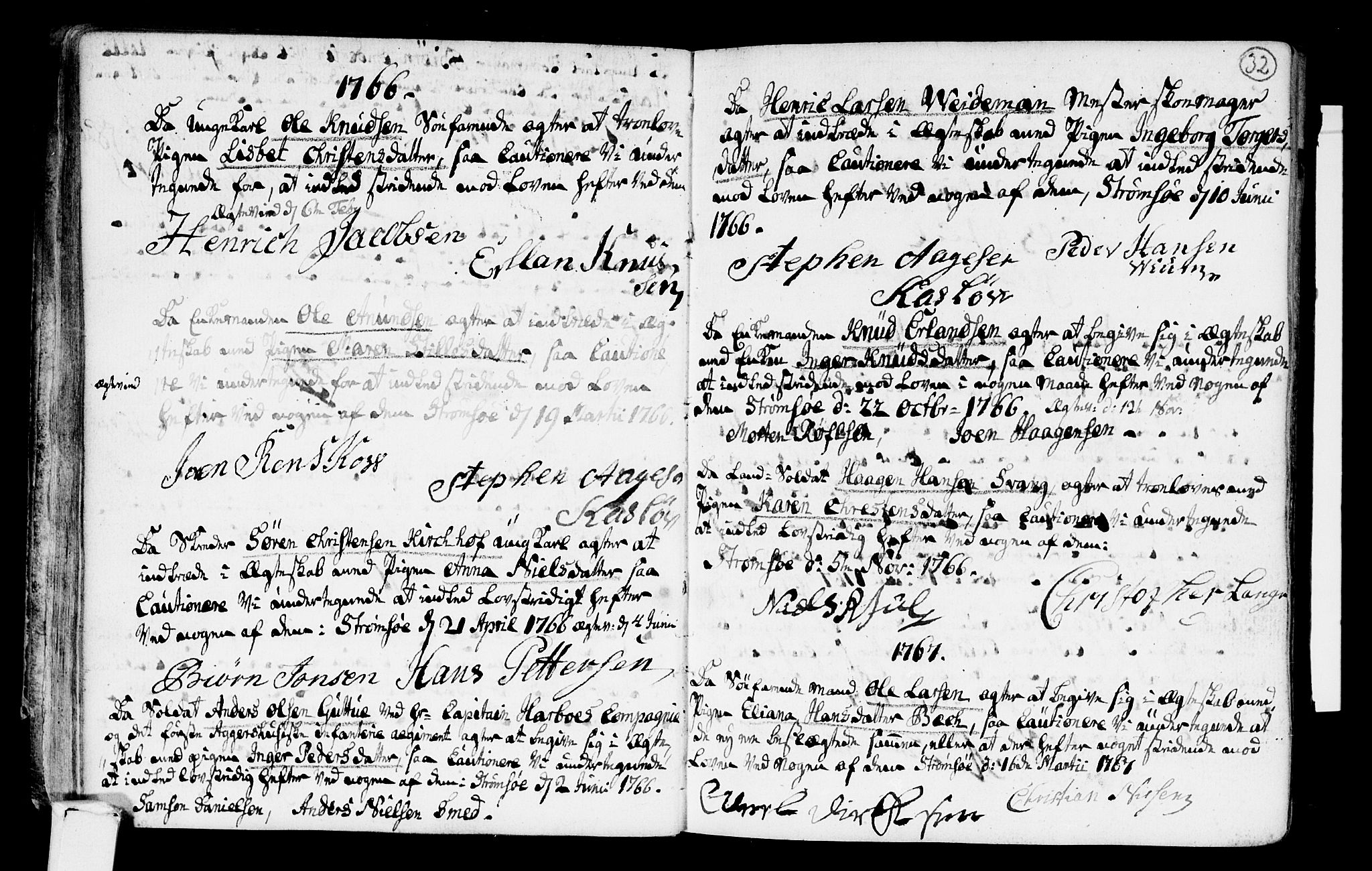 Strømsø kirkebøker, SAKO/A-246/H/Hb/L0001: Forlovererklæringer nr. 1, 1752-1815, s. 32