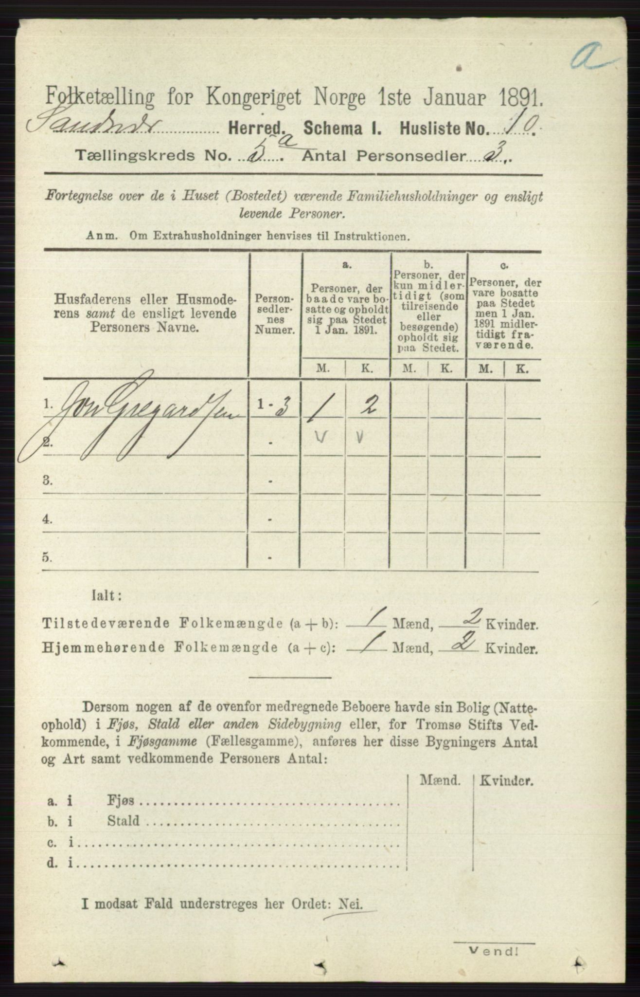 RA, Folketelling 1891 for 0629 Sandsvær herred, 1891, s. 2451