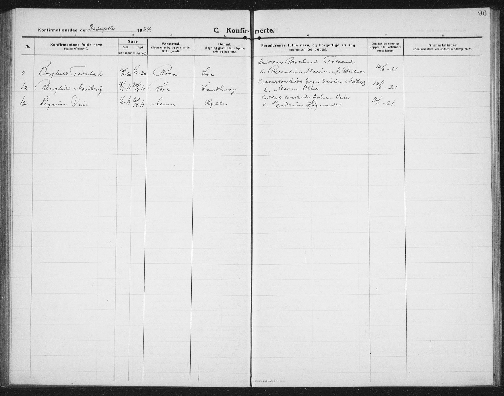 Ministerialprotokoller, klokkerbøker og fødselsregistre - Nord-Trøndelag, AV/SAT-A-1458/731/L0312: Klokkerbok nr. 731C03, 1911-1935, s. 96