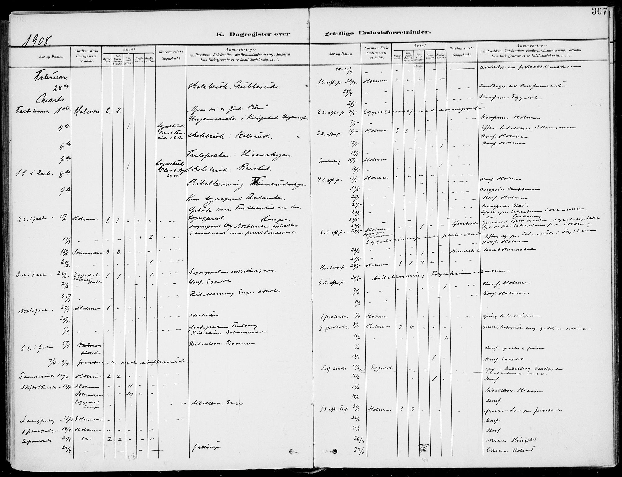 Sigdal kirkebøker, AV/SAKO-A-245/F/Fb/L0002: Ministerialbok nr. II 2, 1901-1914, s. 307