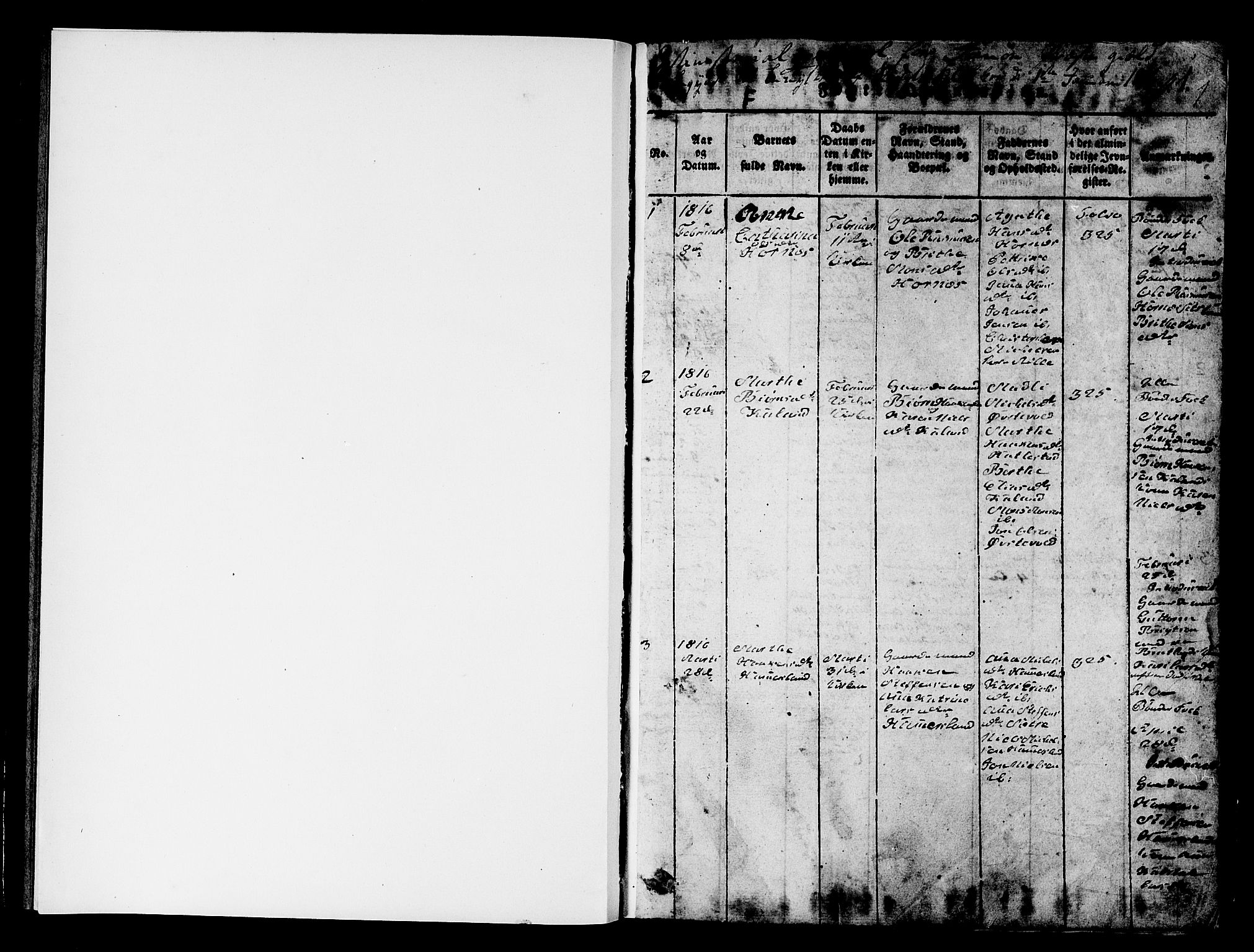 Fana Sokneprestembete, SAB/A-75101/H/Hab/Haba/L0001: Klokkerbok nr. A 1, 1816-1836, s. 1