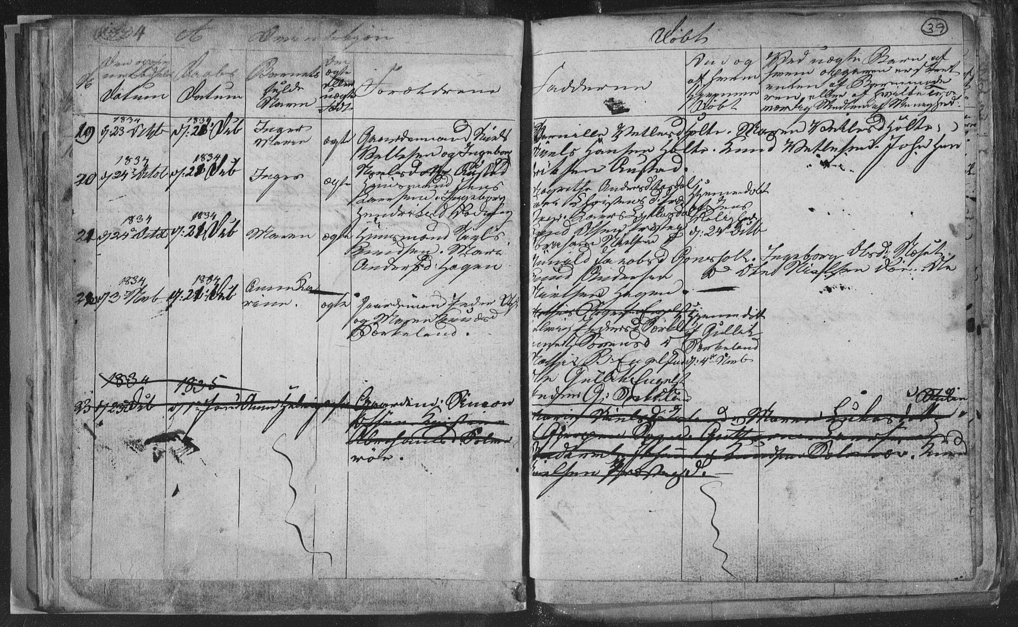 Siljan kirkebøker, AV/SAKO-A-300/G/Ga/L0001: Klokkerbok nr. 1, 1827-1847, s. 39