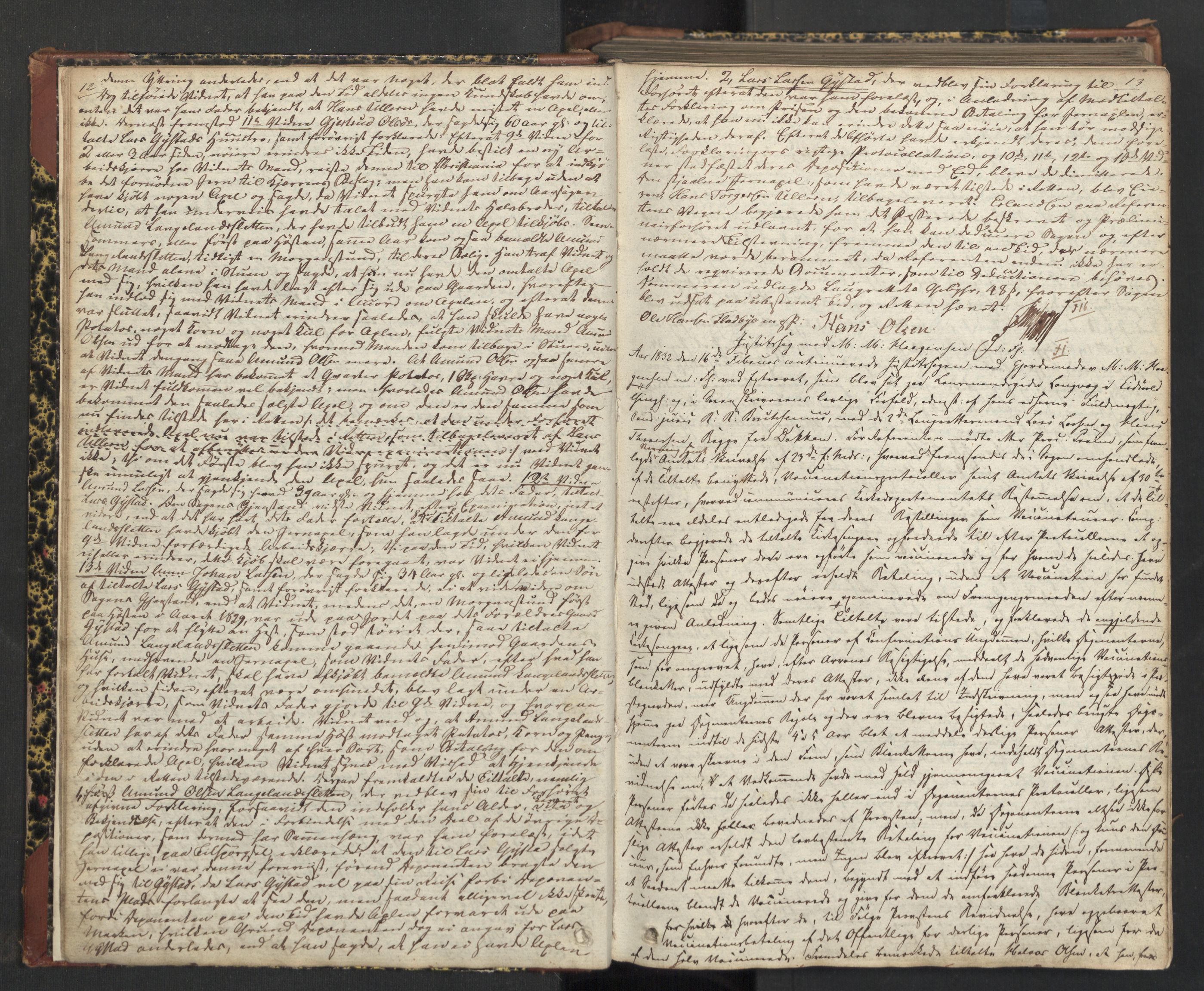 Øvre Romerike sorenskriveri, AV/SAO-A-10649/F/Fc/Fca/L0015: Ekstrarettsprotokoll 15, 1832-1838, s. 12-13