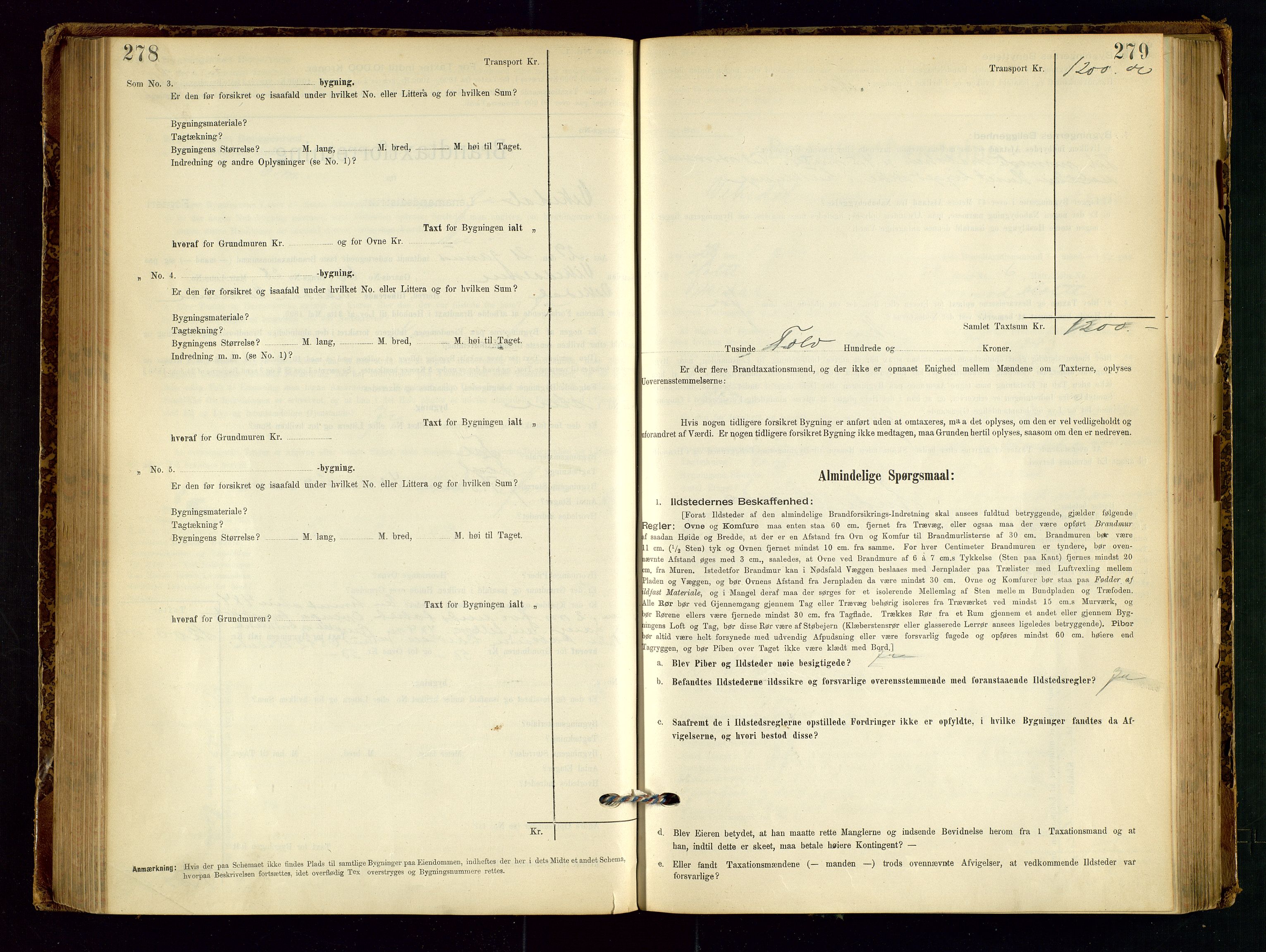 Vikedal lensmannskontor, AV/SAST-A-100179/Gob/L0004: Branntakstprotokoll, 1894-1952, s. 278-279