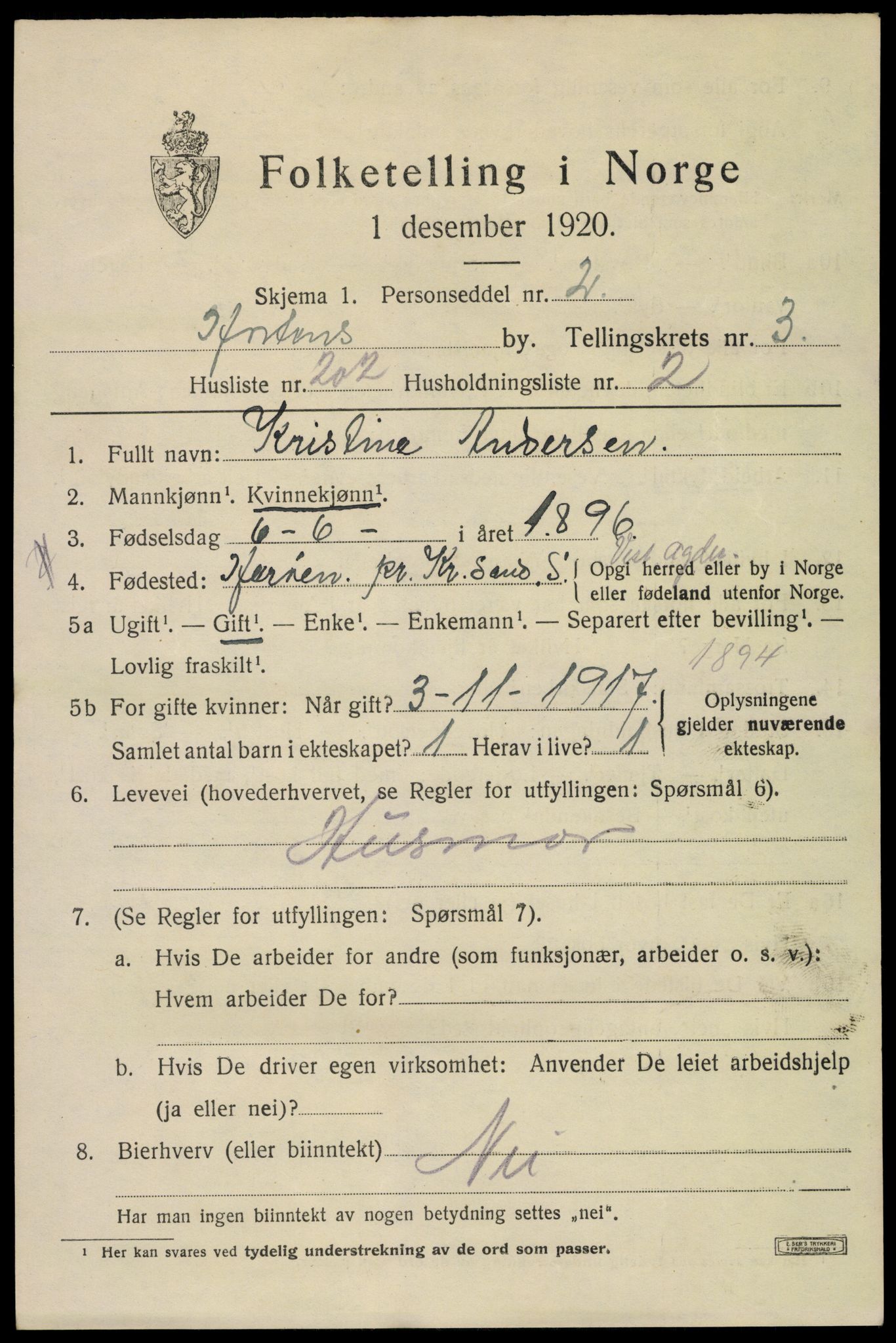 SAKO, Folketelling 1920 for 0703 Horten kjøpstad, 1920, s. 16243