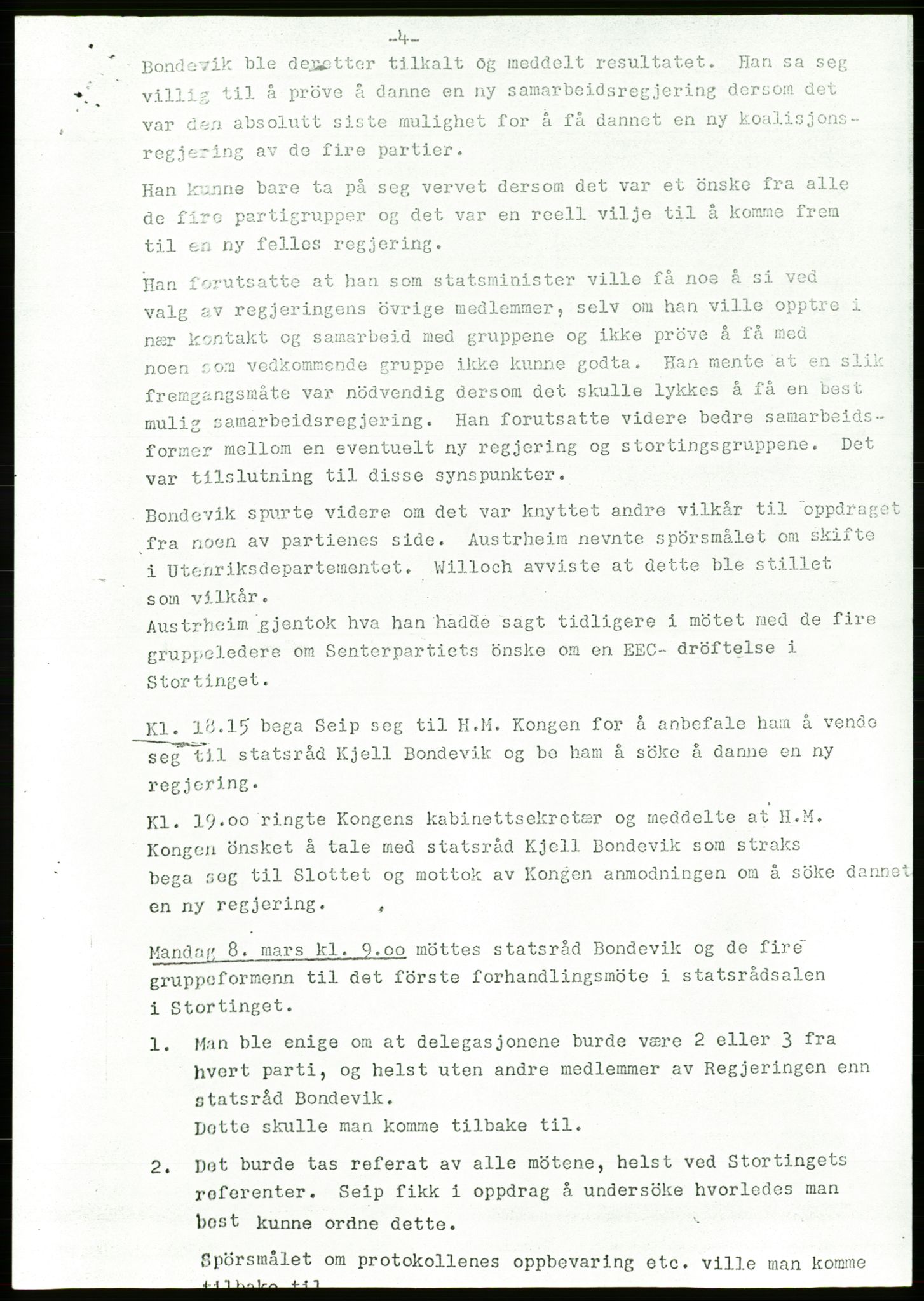 Forhandlingsmøtene mars 1971 mellom Høyre, Kristelig Folkeparti, Senterpartiet og Venstre om dannelse av regjering, AV/RA-PA-0416/A/L0002: --, 1971, s. 239