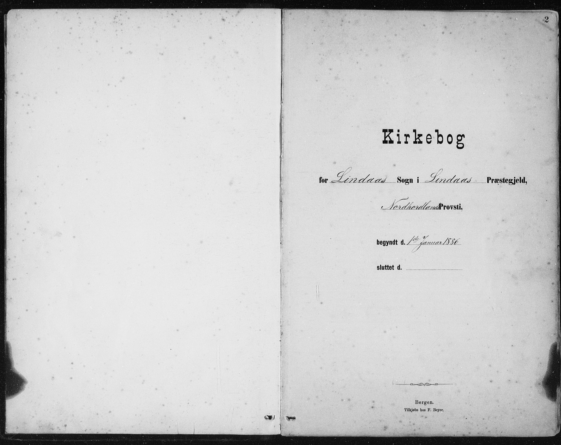 Lindås Sokneprestembete, SAB/A-76701/H/Hab: Klokkerbok nr. B 3, 1886-1914, s. 2