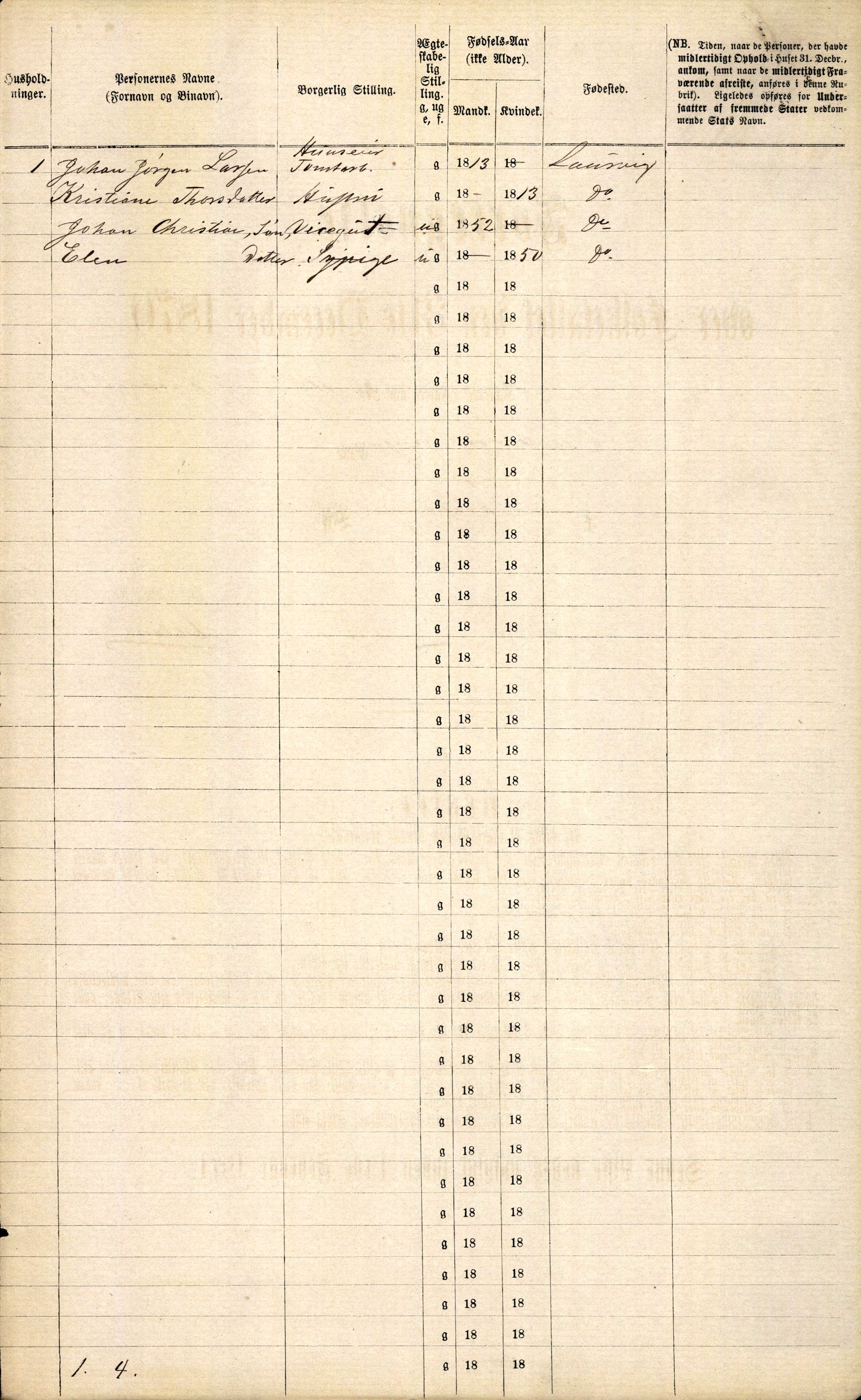 RA, Folketelling 1870 for 0707 Larvik kjøpstad, 1870, s. 250