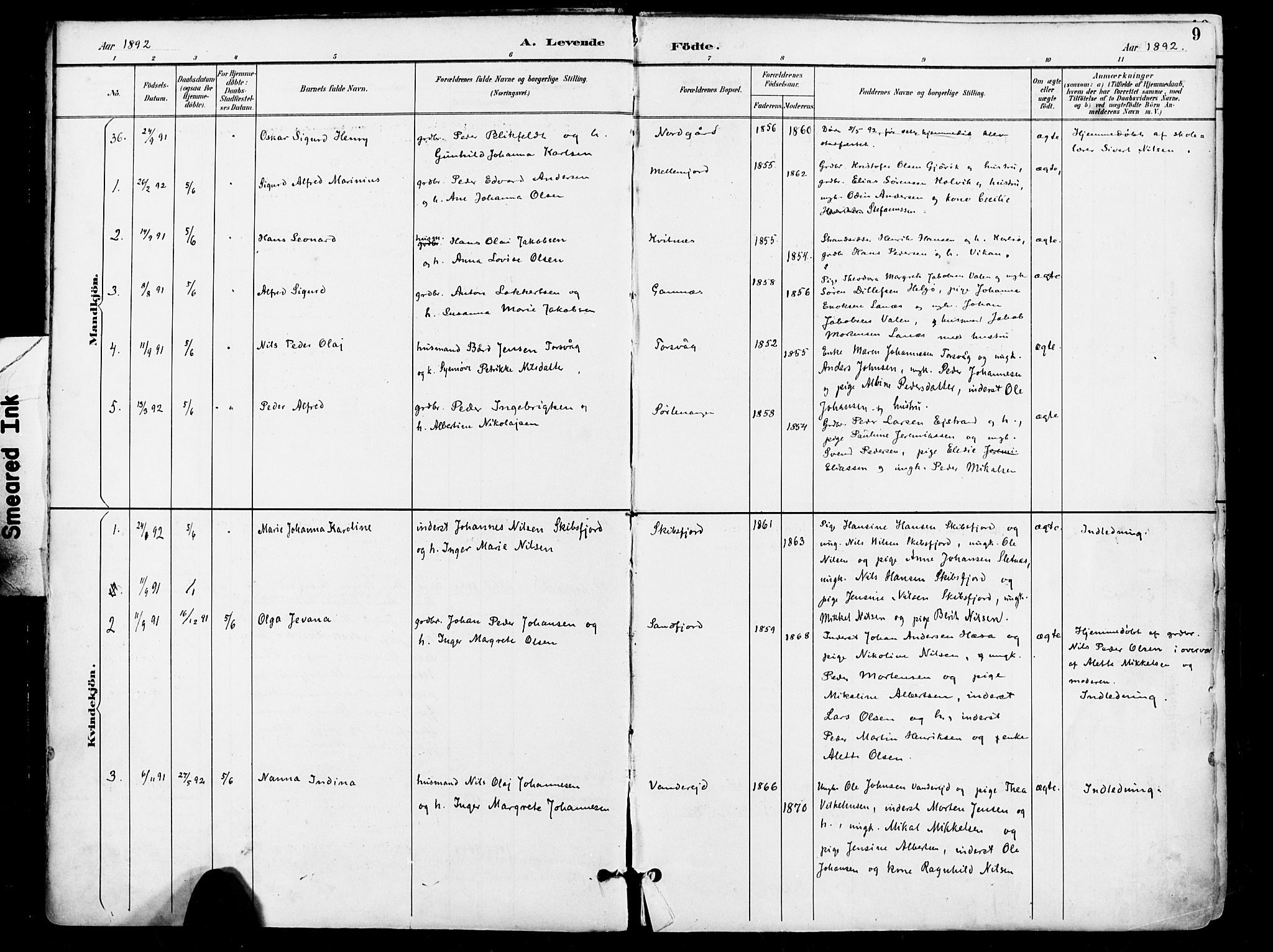 Karlsøy sokneprestembete, AV/SATØ-S-1299/H/Ha/Haa/L0007kirke: Ministerialbok nr. 7, 1891-1902, s. 9