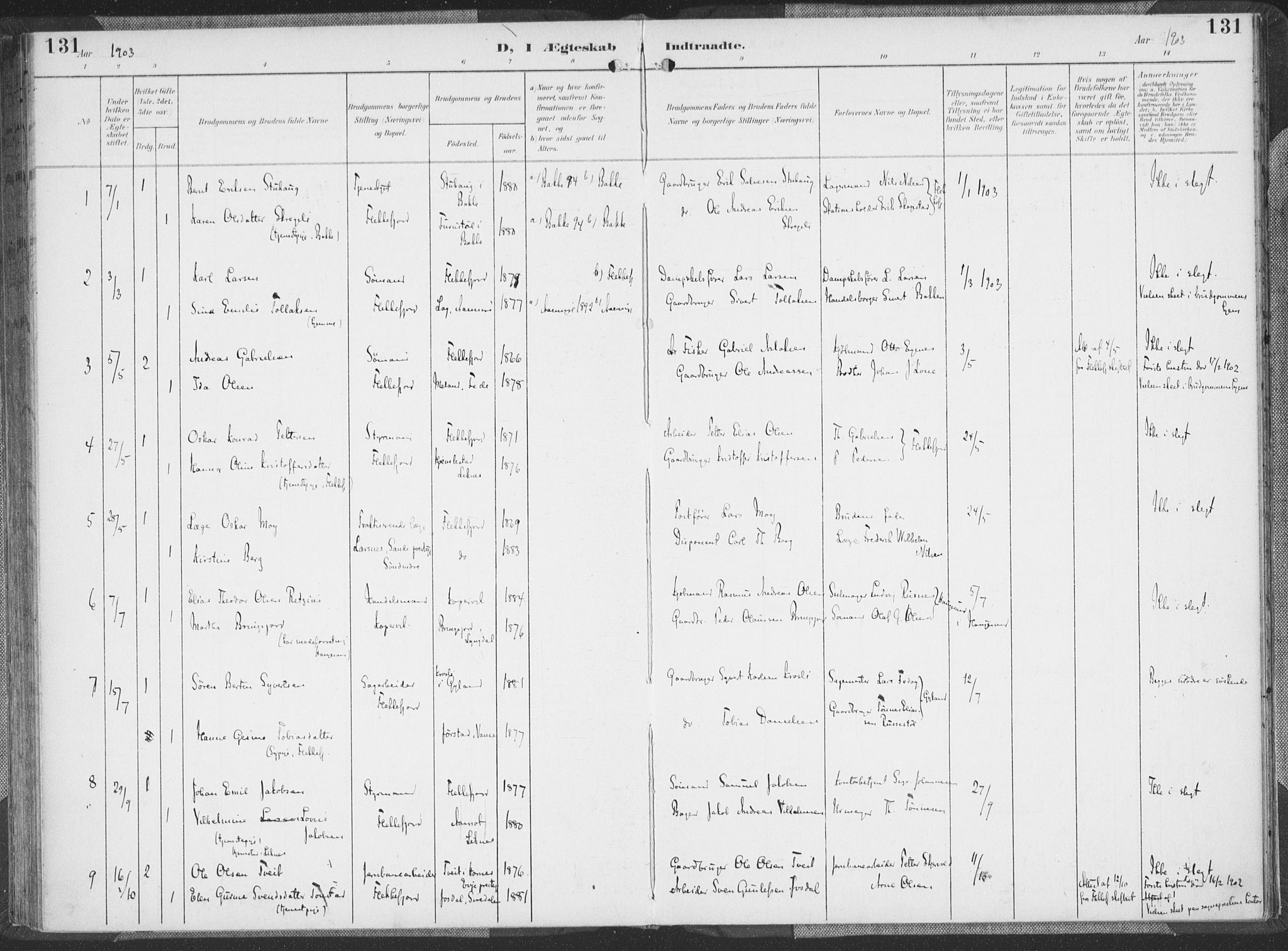 Flekkefjord sokneprestkontor, AV/SAK-1111-0012/F/Fa/Faa/L0002: Ministerialbok nr. A 2, 1900-1912, s. 131