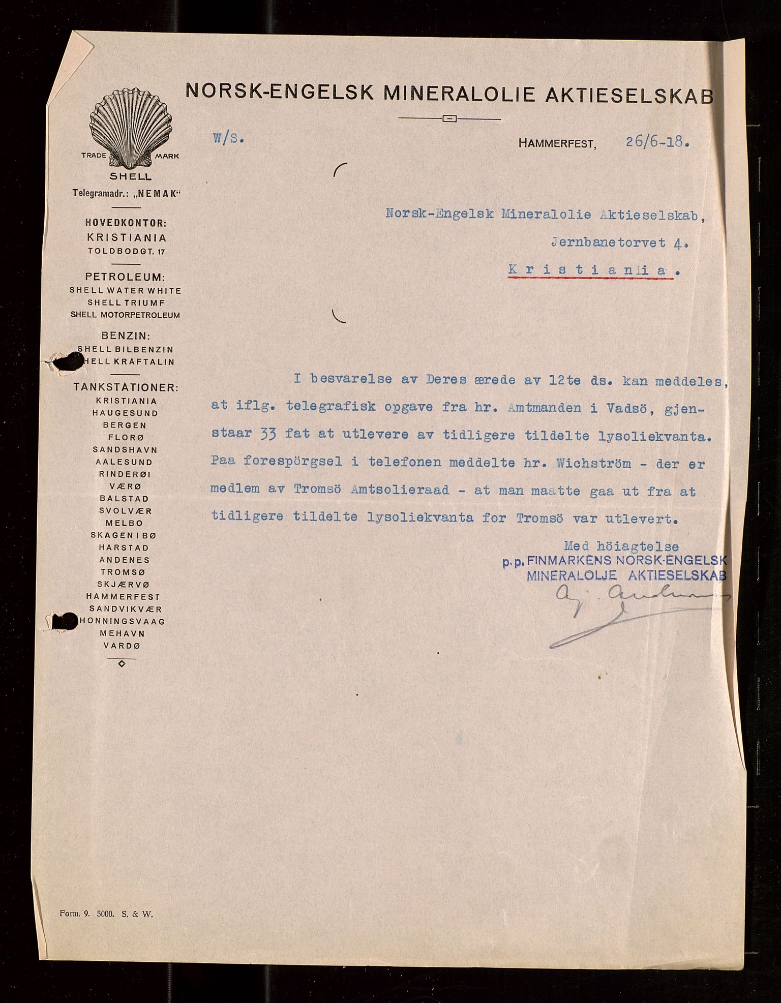 Pa 1521 - A/S Norske Shell, AV/SAST-A-101915/E/Ea/Eaa/L0021: Sjefskorrespondanse, 1918, s. 360