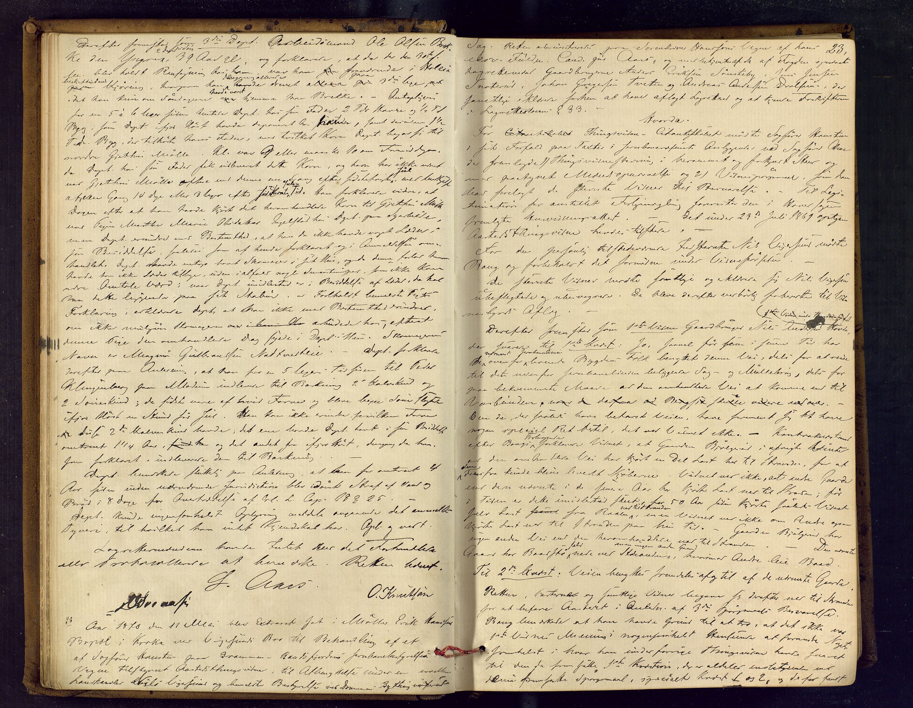 Eiker, Modum og Sigdal sorenskriveri, AV/SAKO-A-123/F/Fc/L0012: Ekstrarettsprotokoll - Modum, 1869-1883, s. 23