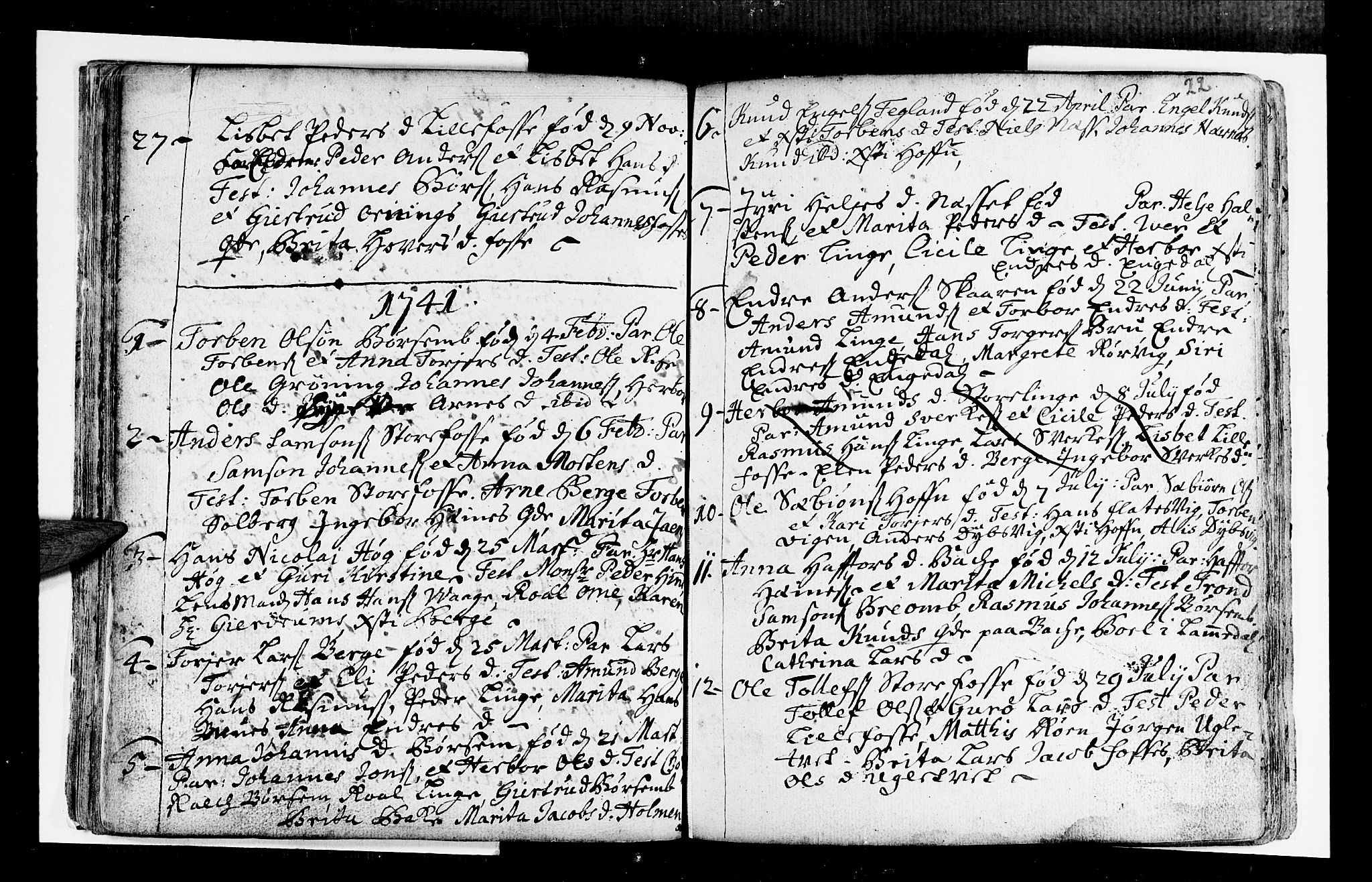 Strandebarm sokneprestembete, SAB/A-78401/H/Haa: Ministerialbok nr. A 2 /1, 1727-1750, s. 22