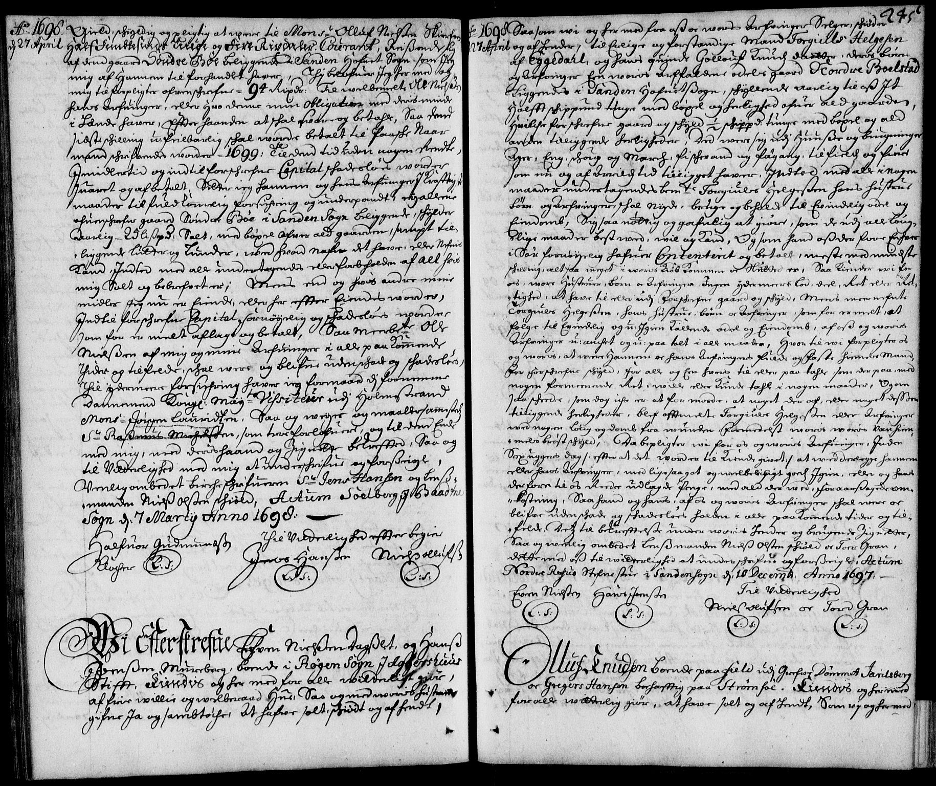 Nordre Jarlsberg sorenskriveri, SAKO/A-80/G/Ga/Gaa/L0001: Pantebok nr. 1, 1688-1699, s. 245
