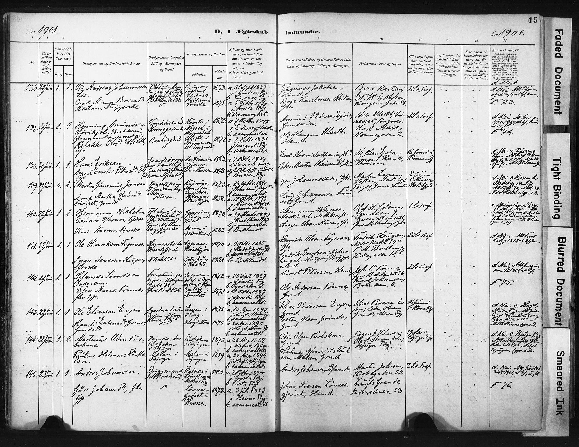 Ministerialprotokoller, klokkerbøker og fødselsregistre - Sør-Trøndelag, SAT/A-1456/604/L0201: Ministerialbok nr. 604A21, 1901-1911, s. 15