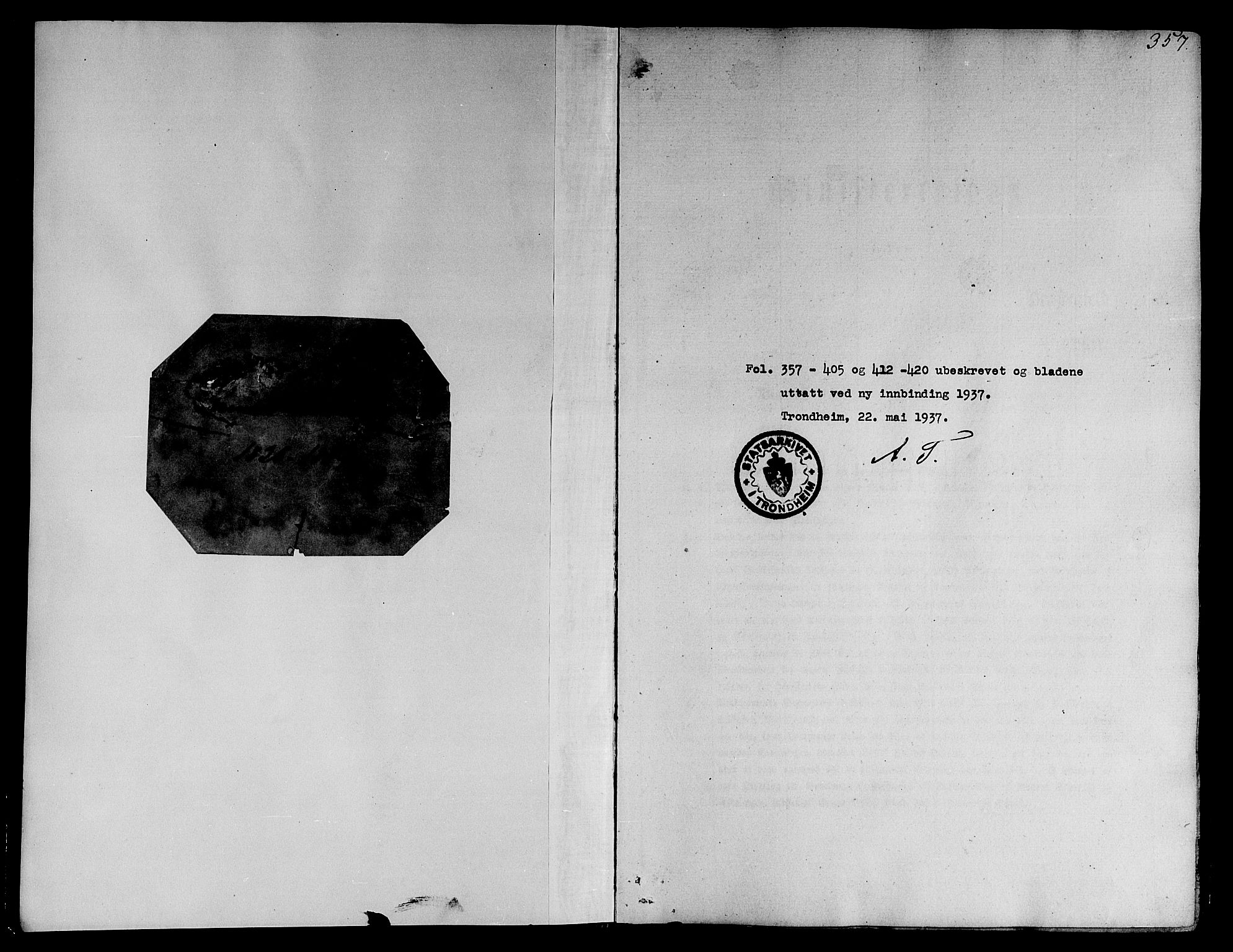 Ministerialprotokoller, klokkerbøker og fødselsregistre - Sør-Trøndelag, SAT/A-1456/668/L0804: Ministerialbok nr. 668A04, 1826-1839, s. 357