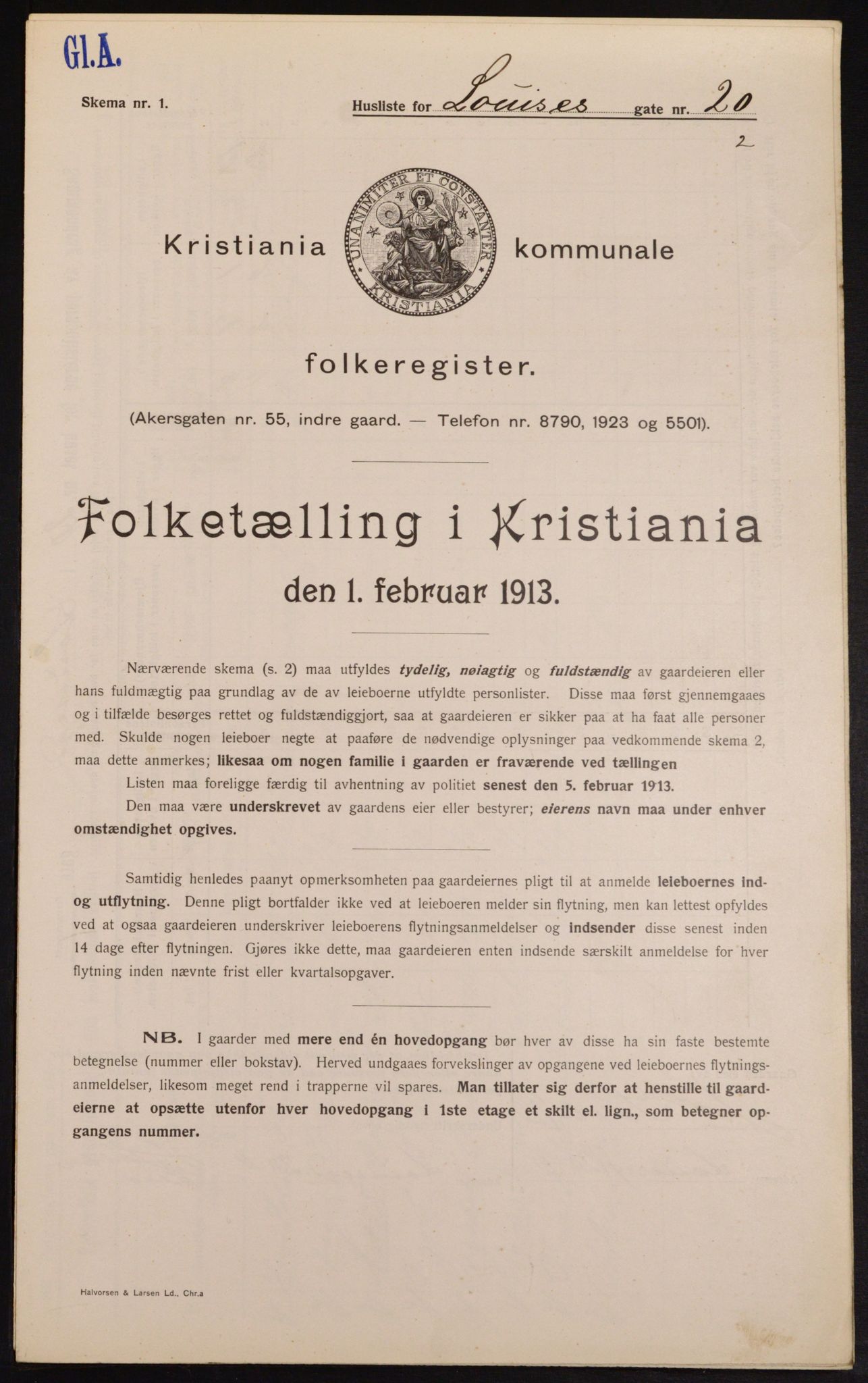 OBA, Kommunal folketelling 1.2.1913 for Kristiania, 1913, s. 58184