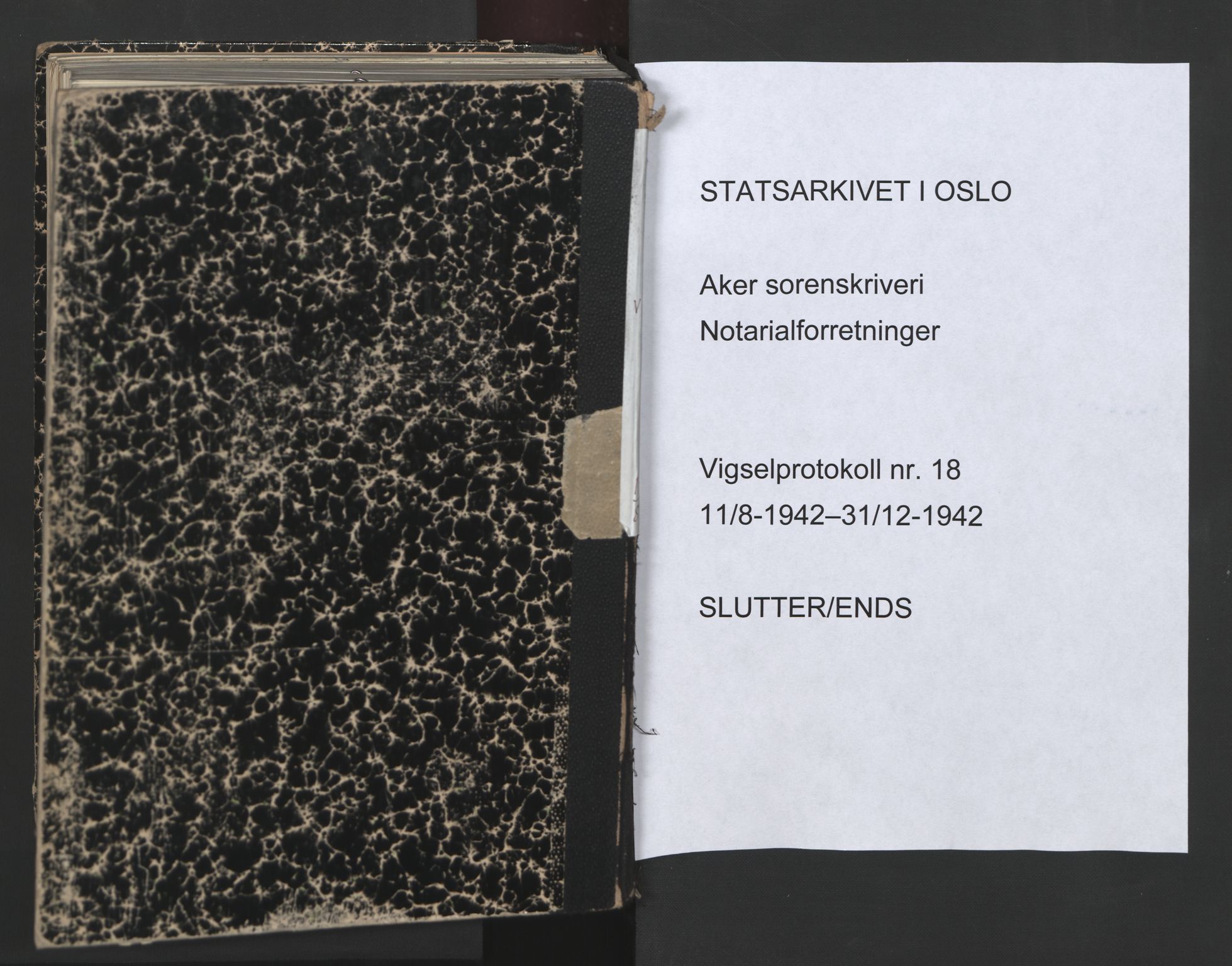 Aker sorenskriveri, SAO/A-10895/L/Lc/Lcb/L0018: Vigselprotokoll, 1942