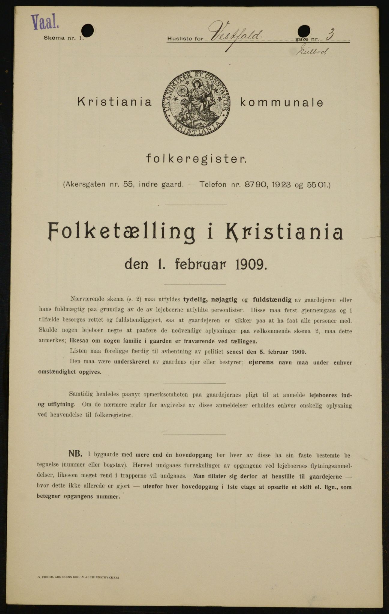 OBA, Kommunal folketelling 1.2.1909 for Kristiania kjøpstad, 1909, s. 111067