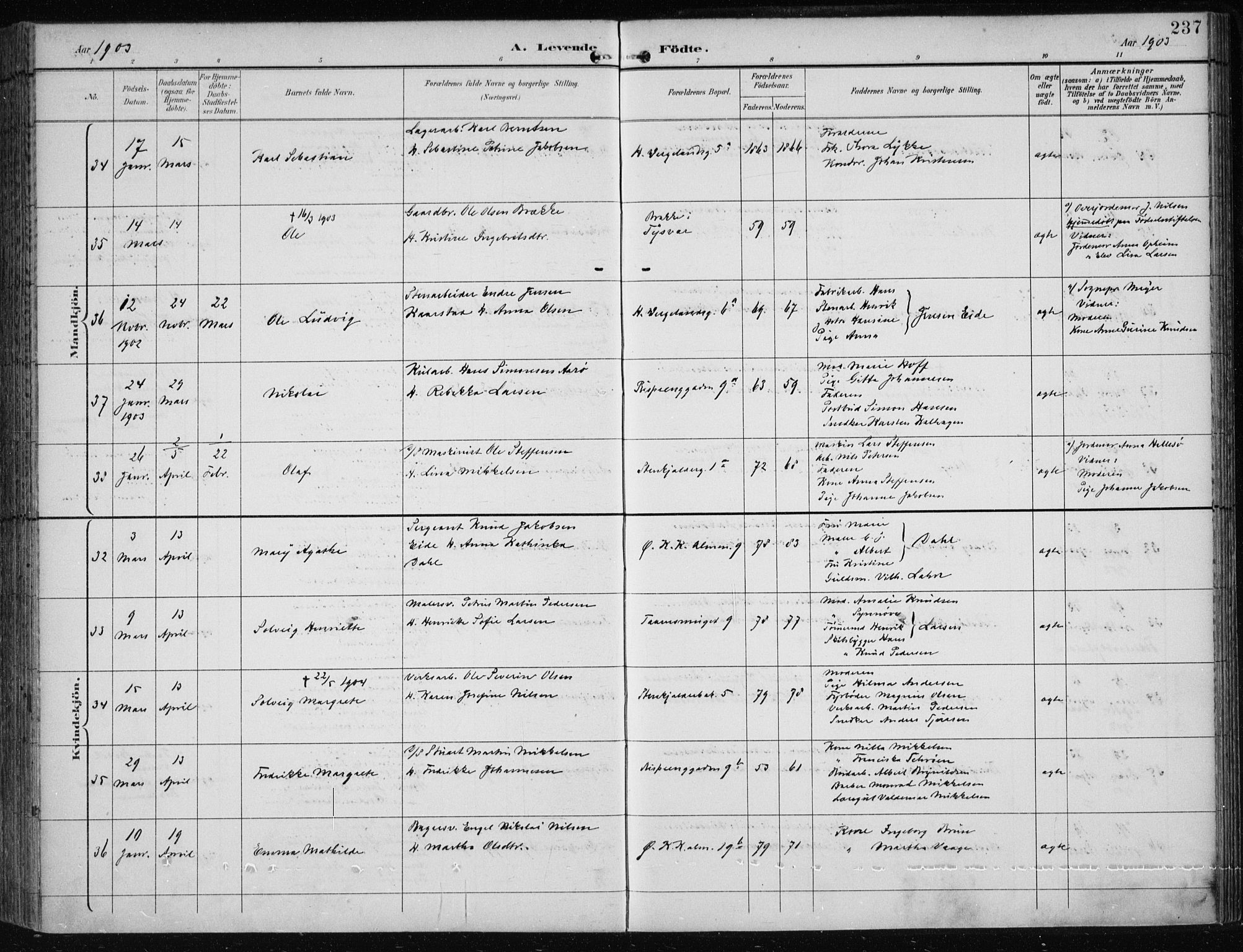 Korskirken sokneprestembete, AV/SAB-A-76101/H/Hab: Klokkerbok nr. B 10, 1896-1905, s. 237