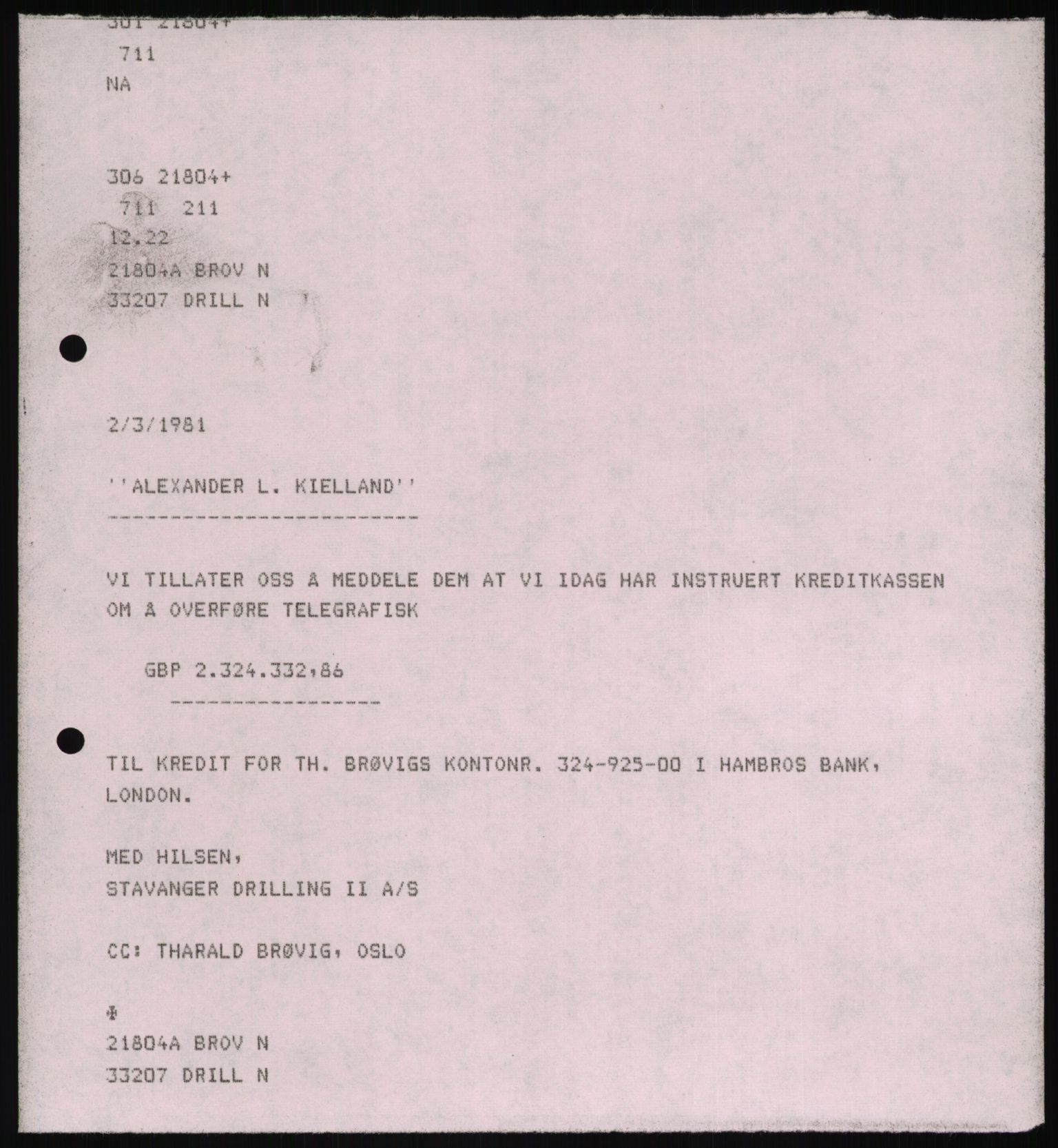 Pa 1503 - Stavanger Drilling AS, AV/SAST-A-101906/D/L0006: Korrespondanse og saksdokumenter, 1974-1984, s. 136