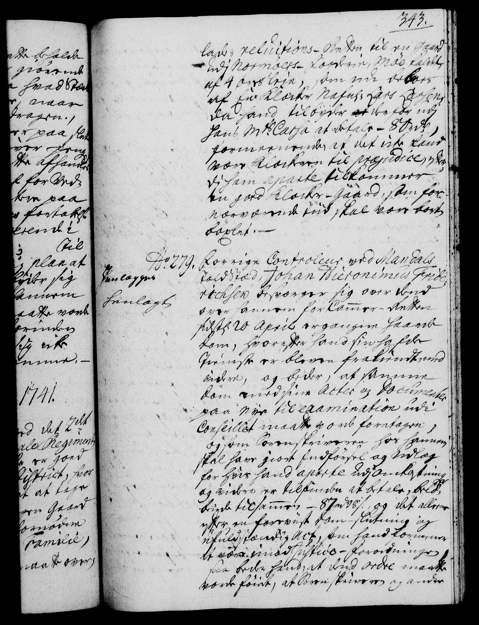 Rentekammeret, Kammerkanselliet, AV/RA-EA-3111/G/Gh/Gha/L0023: Norsk ekstraktmemorialprotokoll (merket RK 53.68), 1741-1742, s. 343