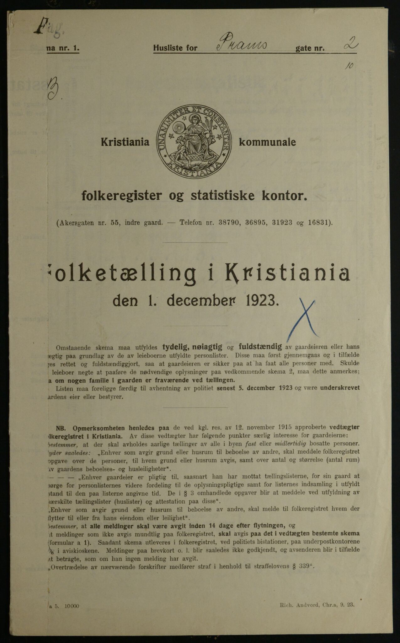 OBA, Kommunal folketelling 1.12.1923 for Kristiania, 1923, s. 89568