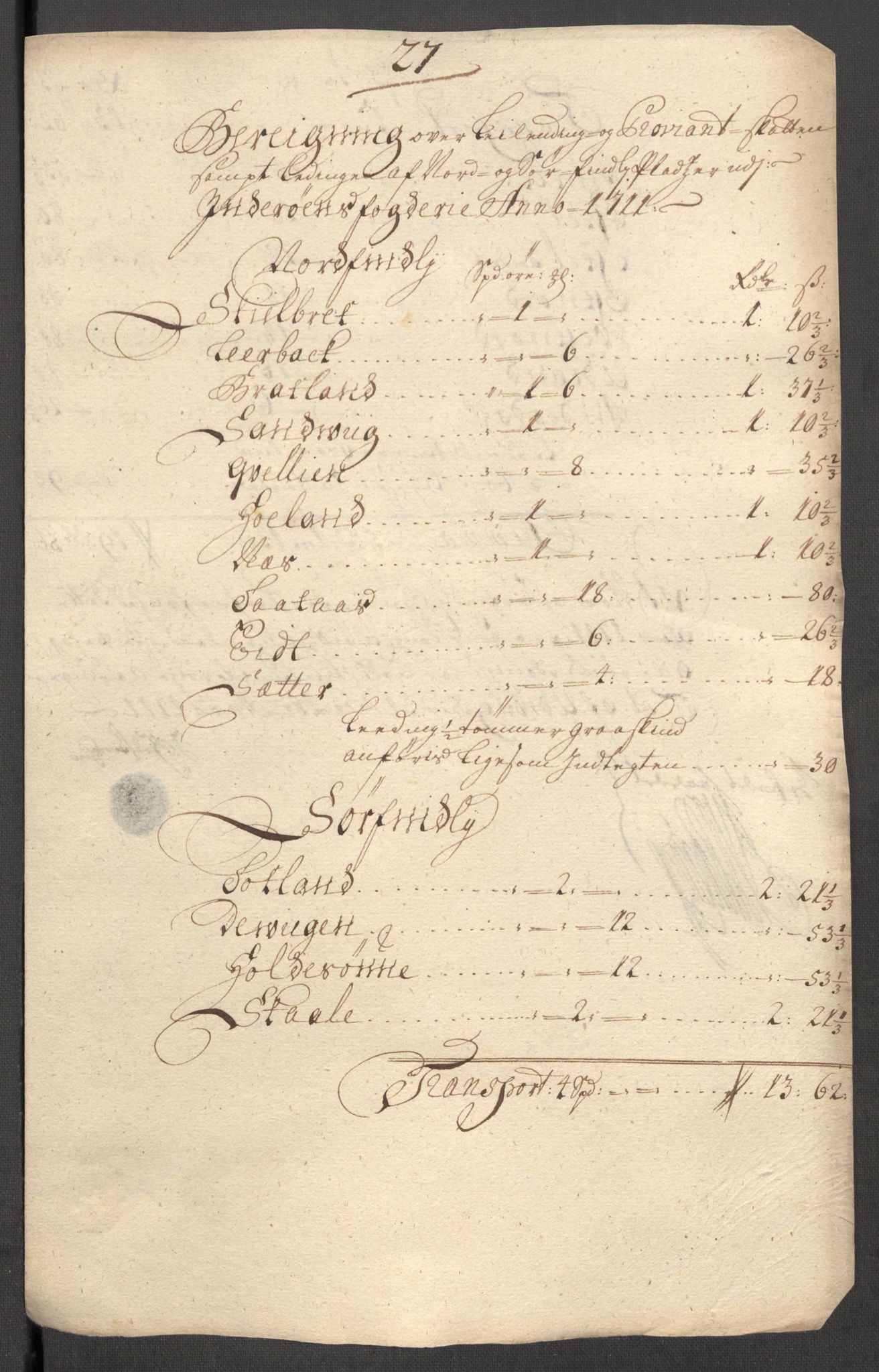 Rentekammeret inntil 1814, Reviderte regnskaper, Fogderegnskap, RA/EA-4092/R63/L4319: Fogderegnskap Inderøy, 1711, s. 445