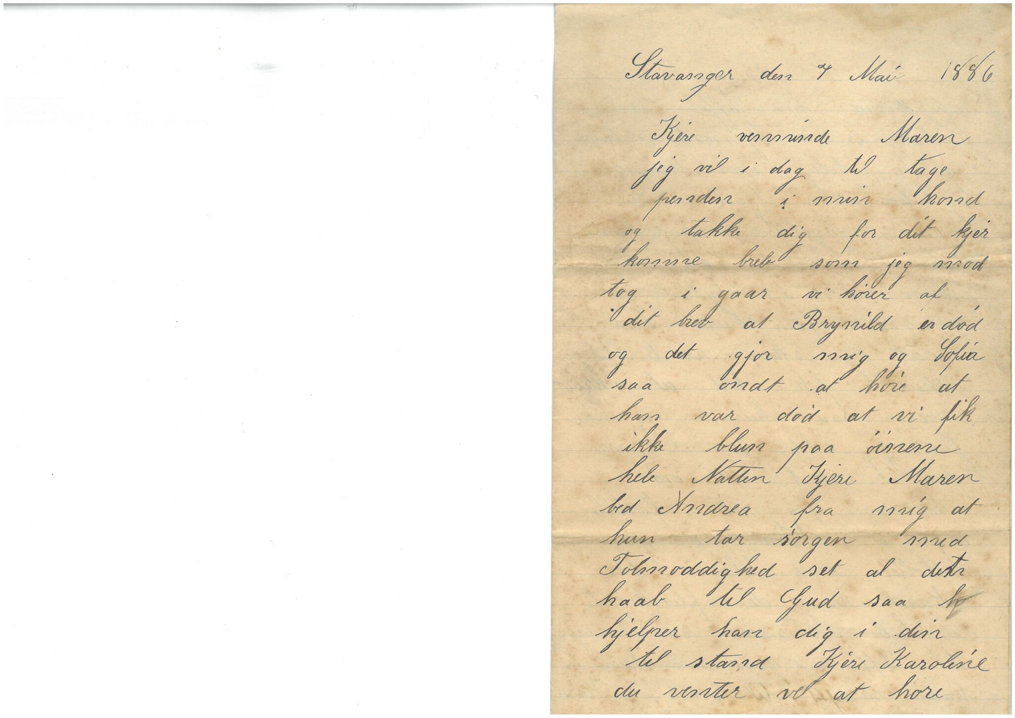 Amerikabrev til/fra Telemark, TEMU/TGM-A-1292/E/L0001/0019: Brev til/fra Norman Hendrum, Marie B. Hägna, Halvor A. Nelson, Abraham Dolva, P. Gulliksen, Knud Evensen, Ole N. Kise, John Klemetsen, Karen Marie Torstensen, Caroline Thompson, Olafia Johanesdatter, Gudrun Drewsen, Isak Nelson, Olaf S. Berdal, Svein Ung  / HD 2938. Ref. nr 2.8, 1886