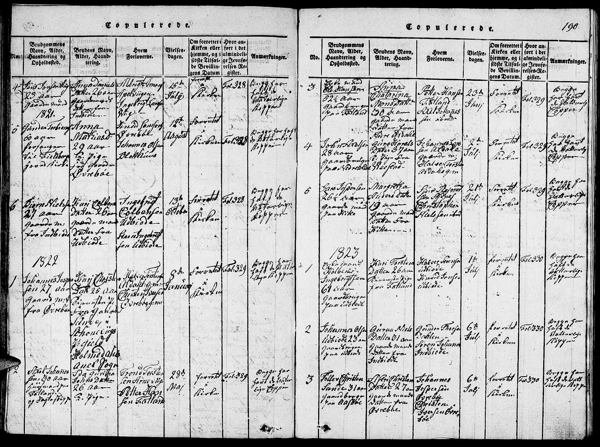 Fjelberg sokneprestembete, AV/SAB-A-75201/H/Hab: Klokkerbok nr. A 1, 1816-1823, s. 190