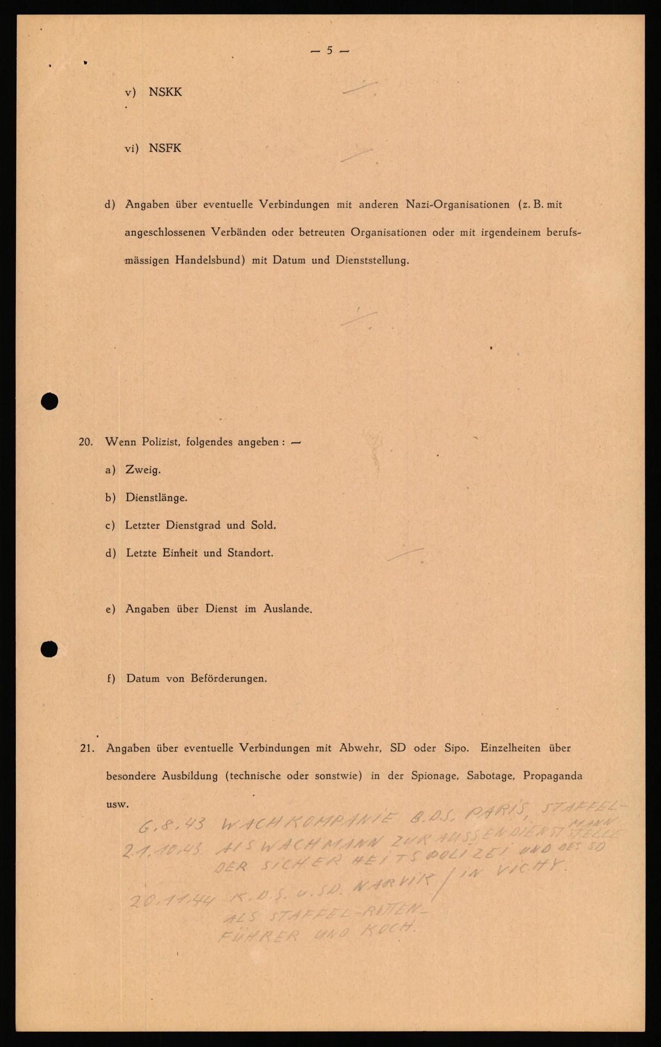 Forsvaret, Forsvarets overkommando II, AV/RA-RAFA-3915/D/Db/L0041: CI Questionaires.  Diverse nasjonaliteter., 1945-1946, s. 191