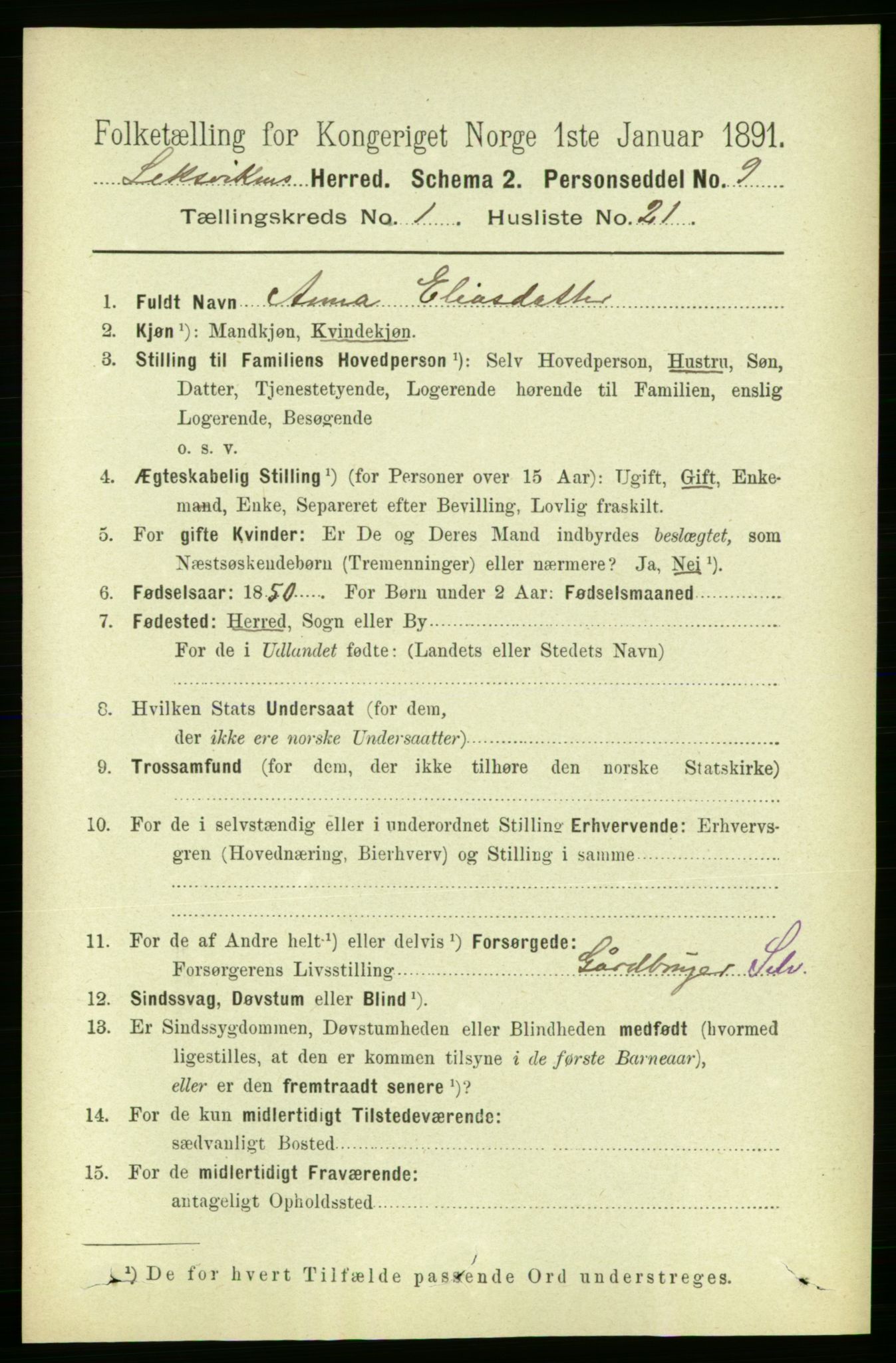 RA, Folketelling 1891 for 1718 Leksvik herred, 1891, s. 245