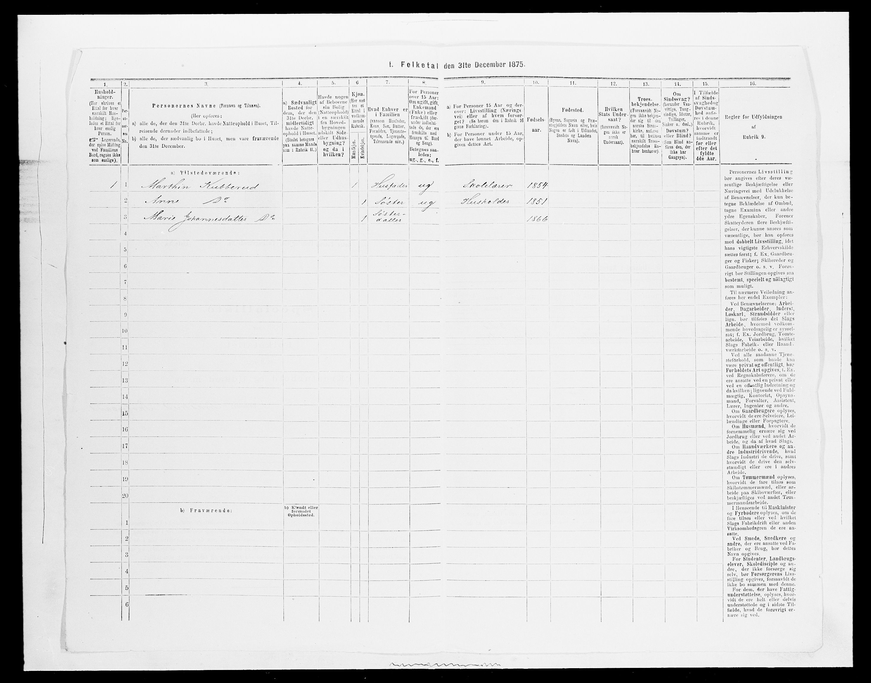 SAH, Folketelling 1875 for 0528P Østre Toten prestegjeld, 1875, s. 1293